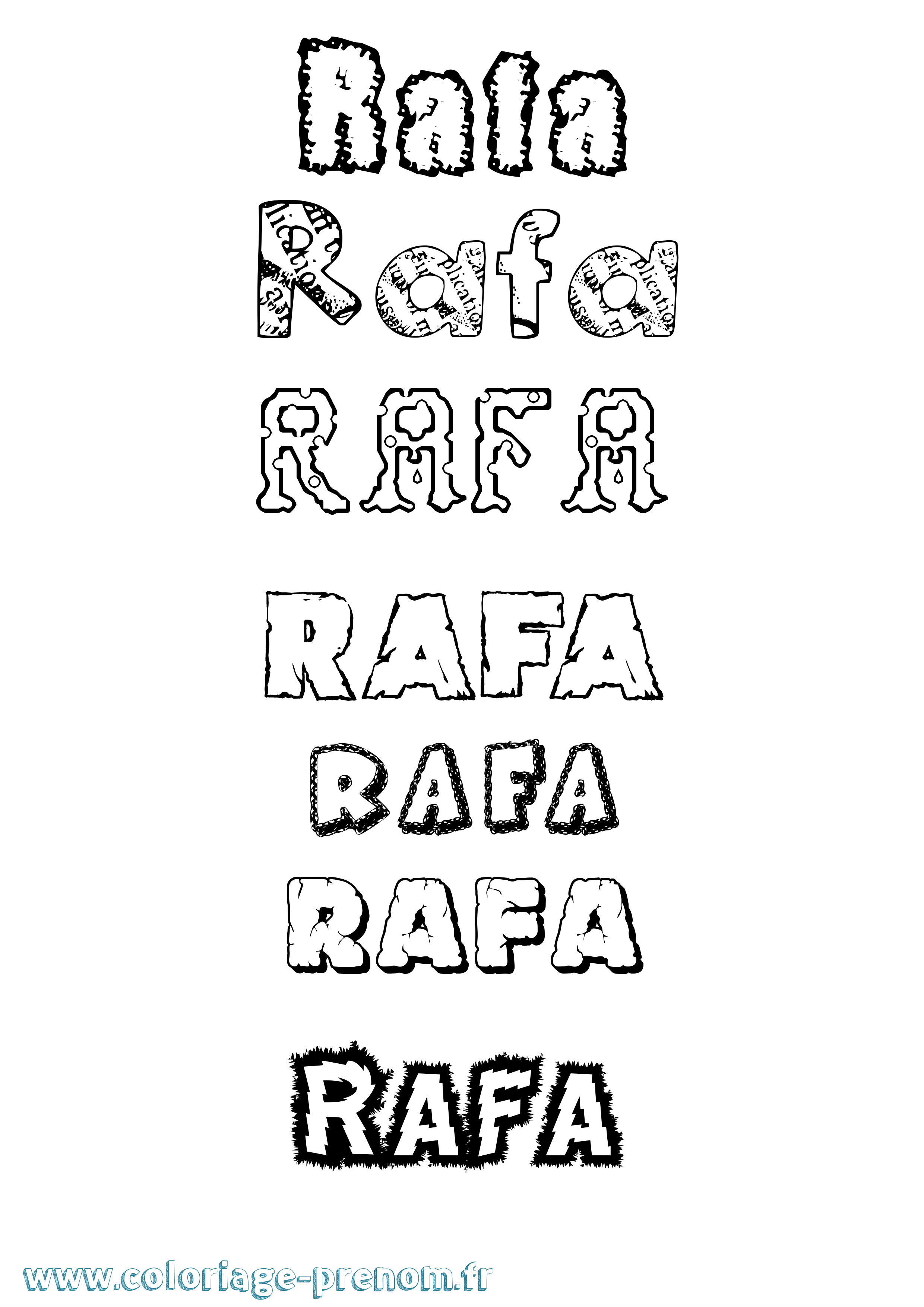 Coloriage Rafa Destructuré Coloriage prénom Rafa Destructuré