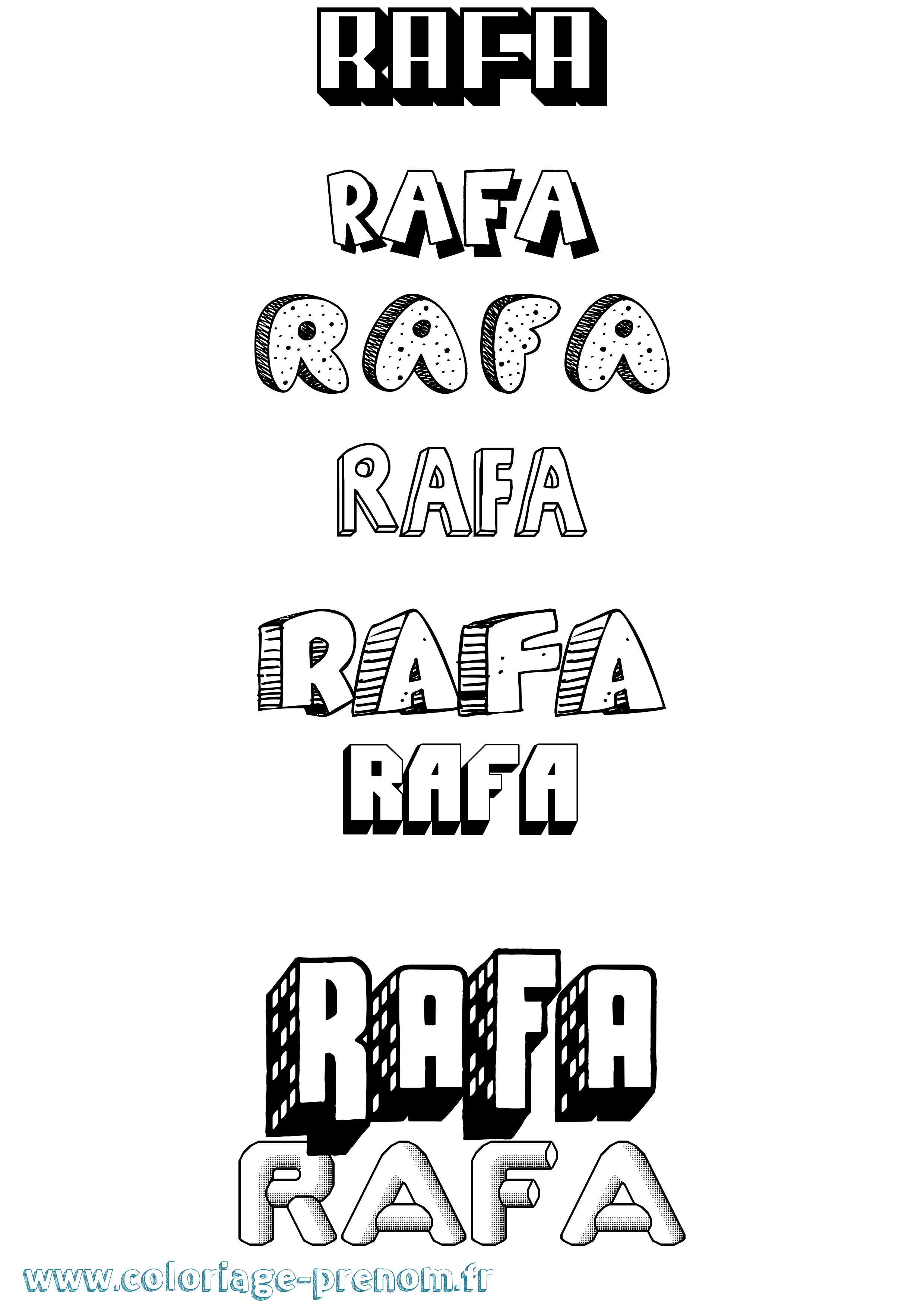 Coloriage Rafa Effet 3D Coloriage prénom Rafa Effet 3D