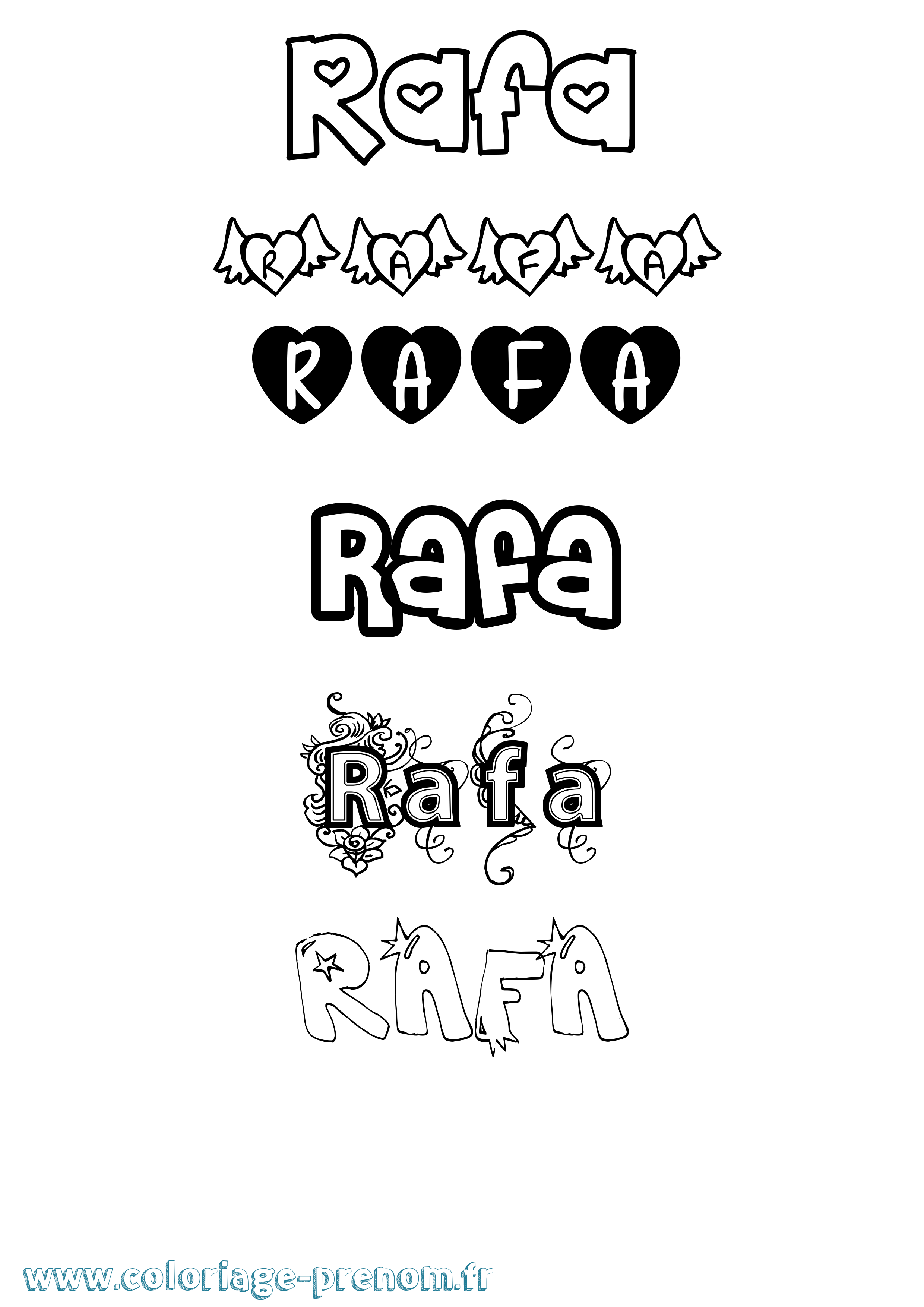 Coloriage Rafa Girly Coloriage prénom Rafa Girly