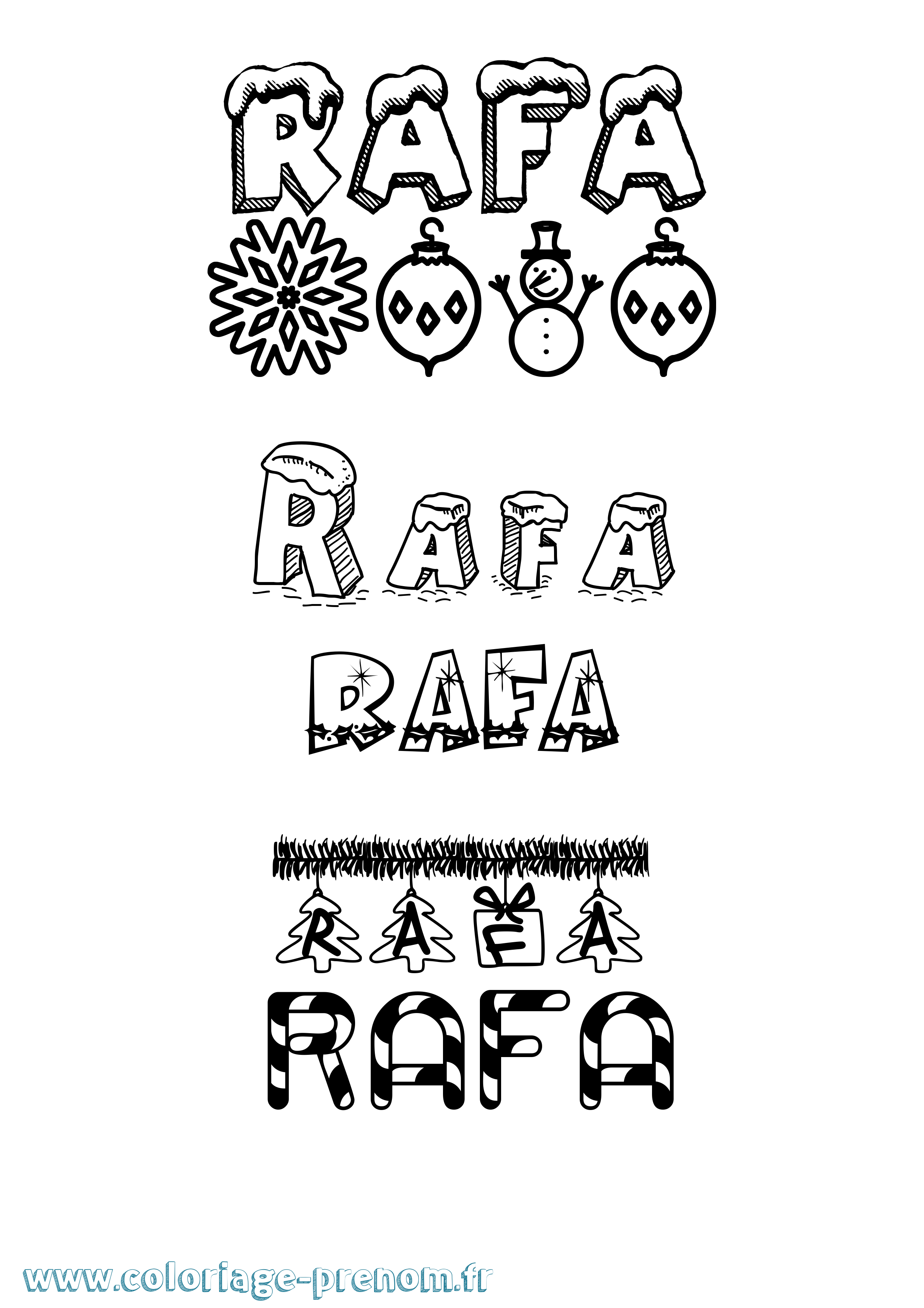Coloriage Rafa Noël Coloriage prénom Rafa Noël