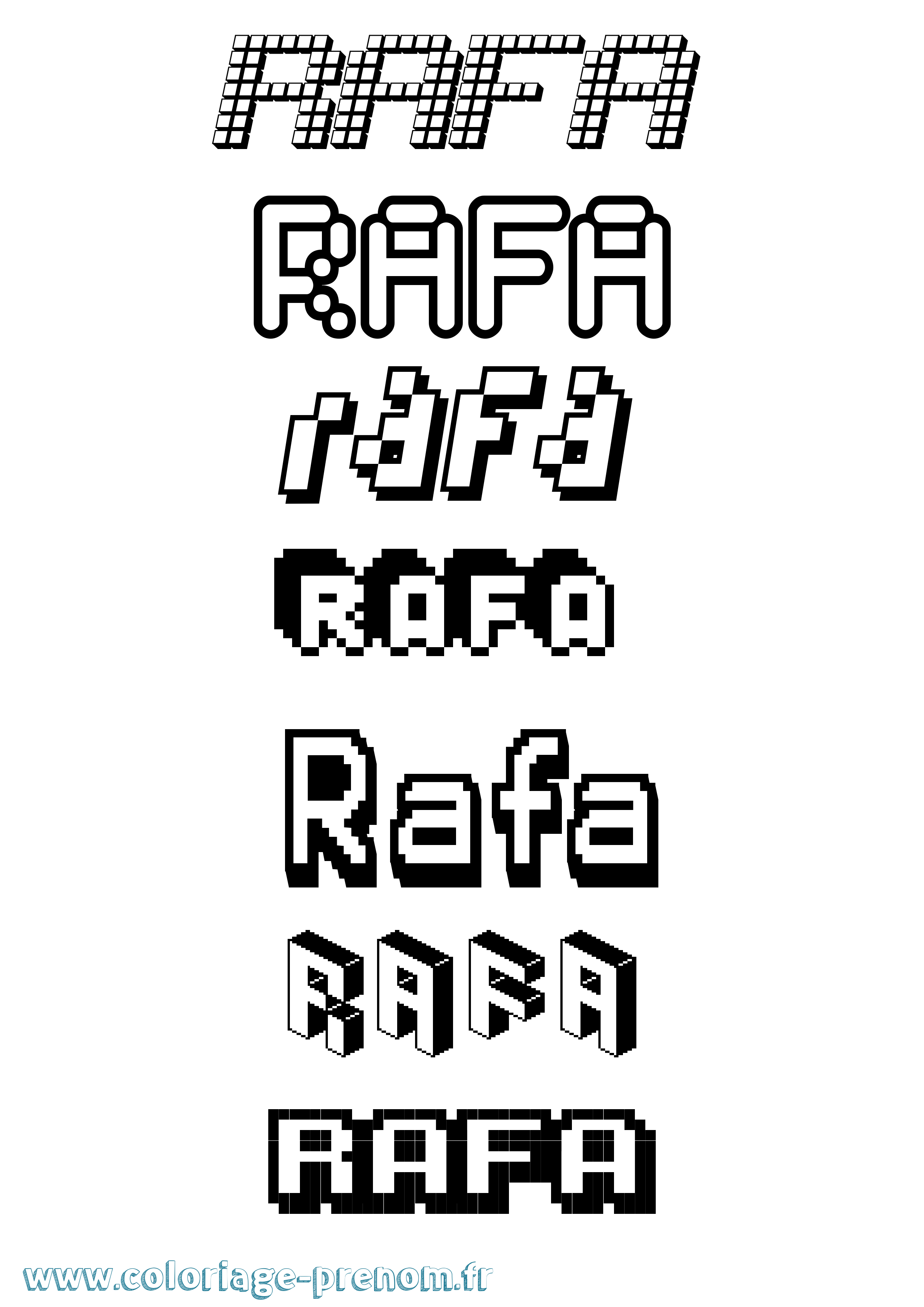 Coloriage prénom Rafa Pixel