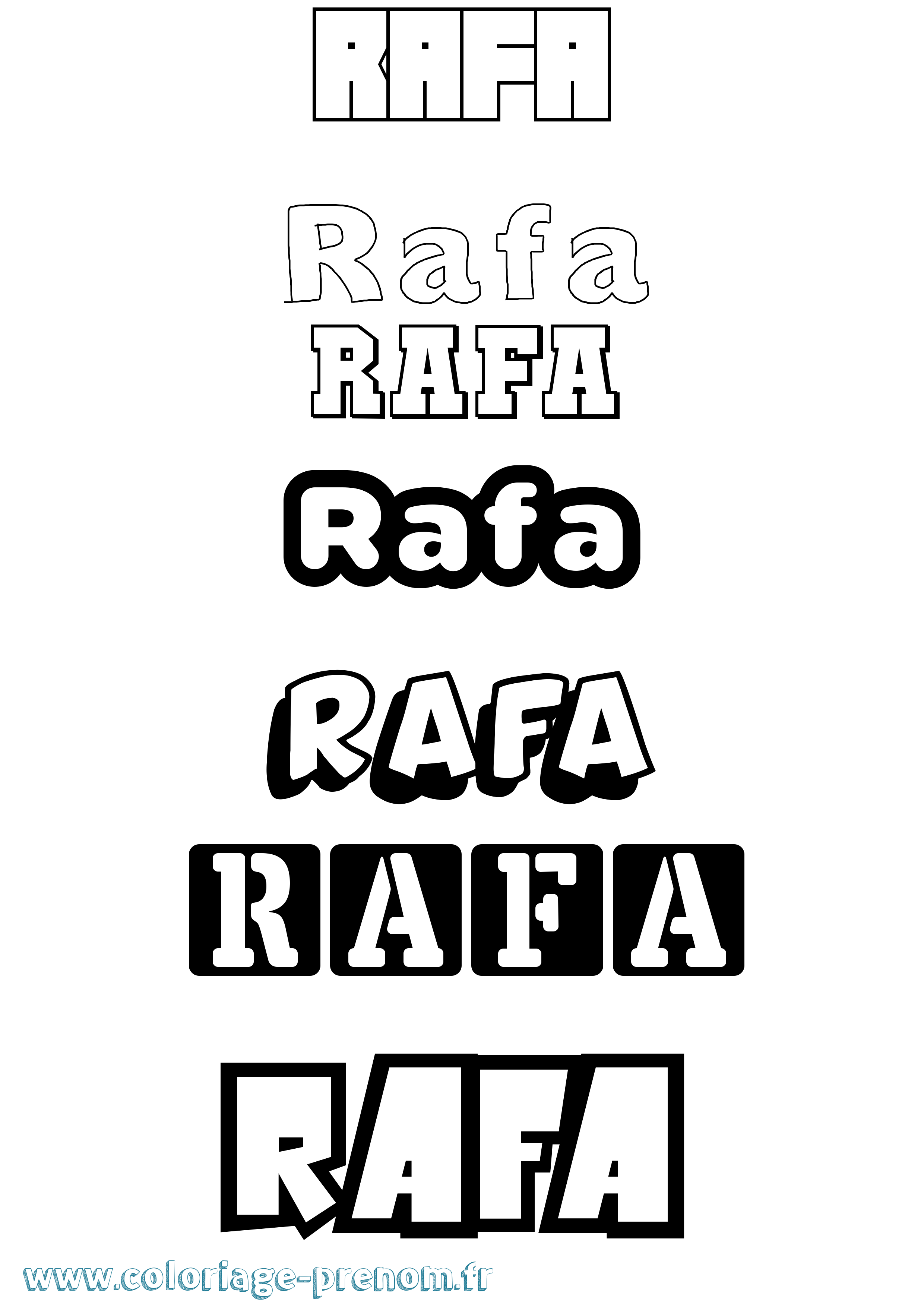 Coloriage prénom Rafa Simple
