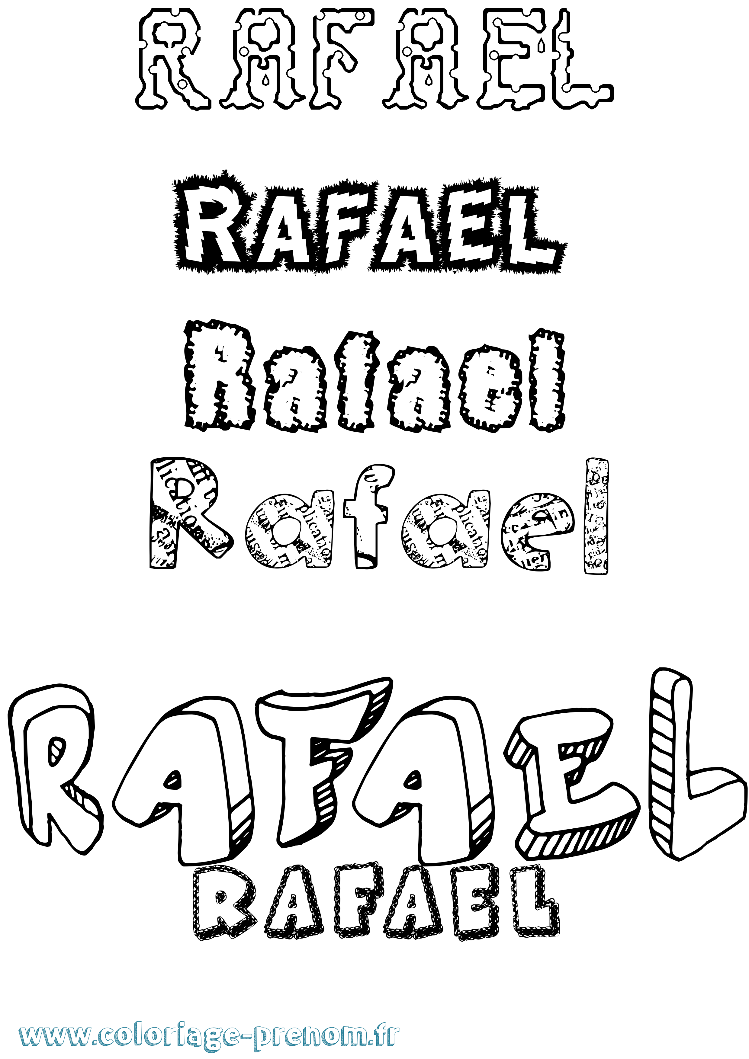 Coloriage prénom Rafael Destructuré