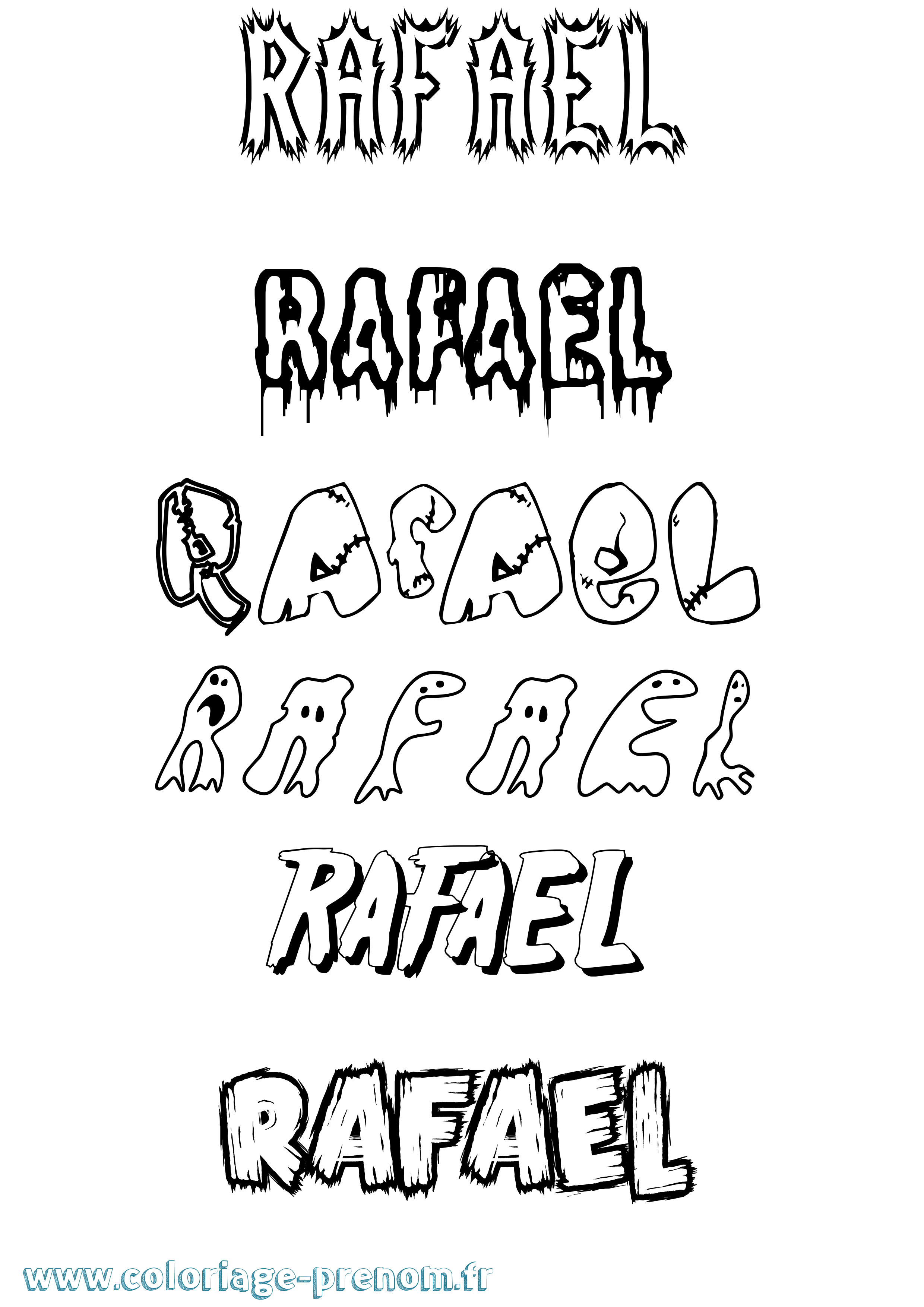 Coloriage prénom Rafael Frisson