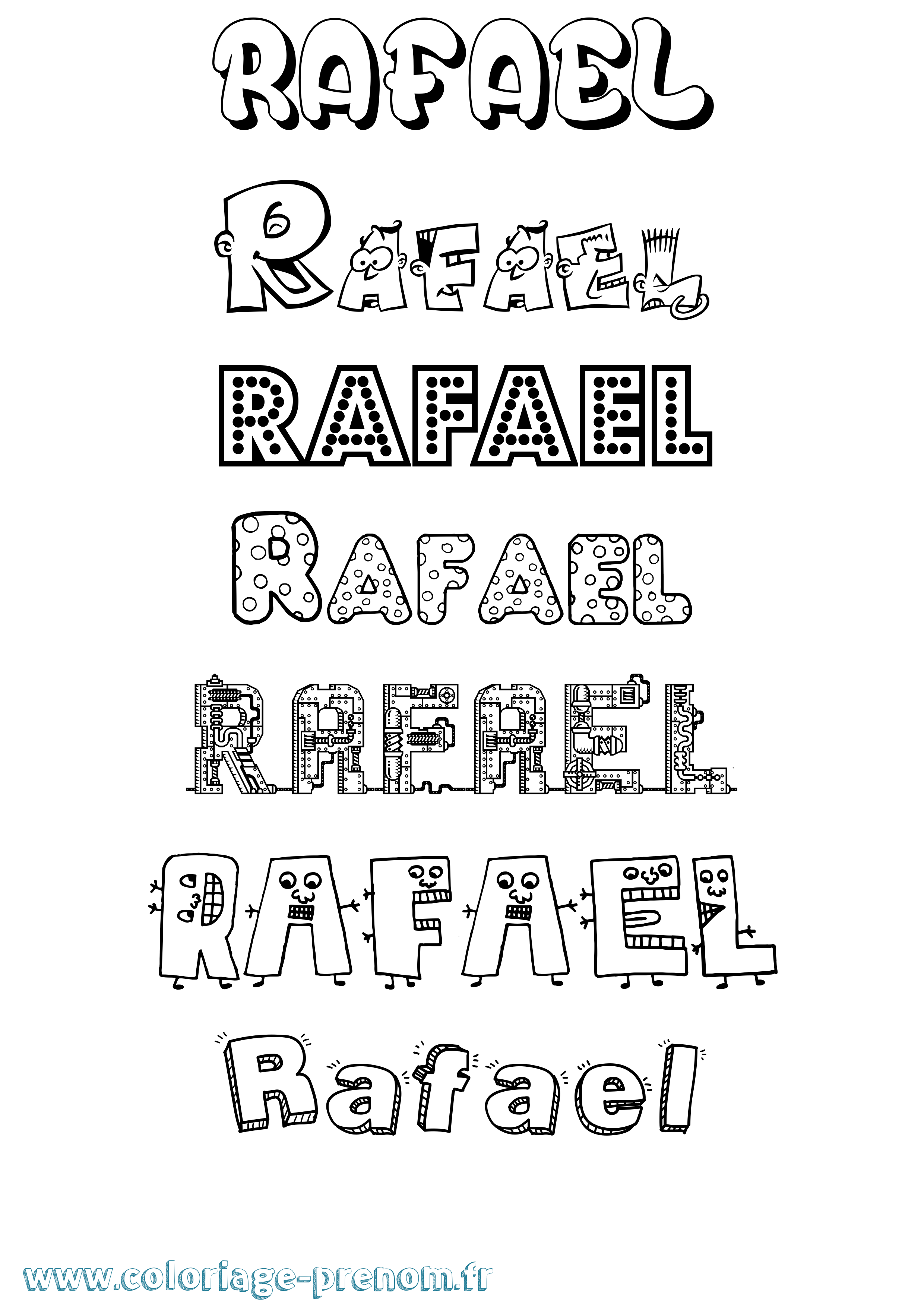Coloriage prénom Rafael Fun