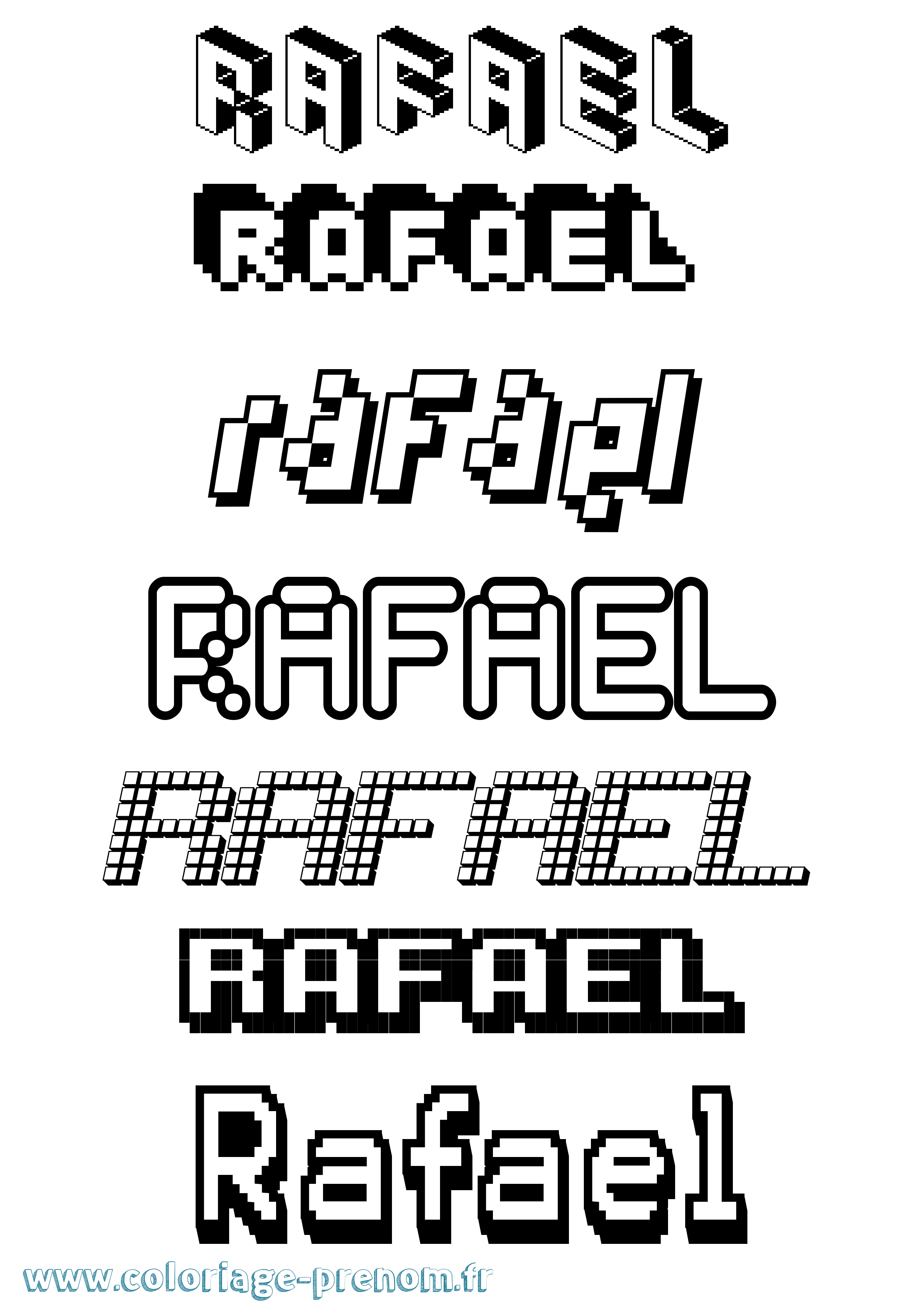 Coloriage prénom Rafael Pixel