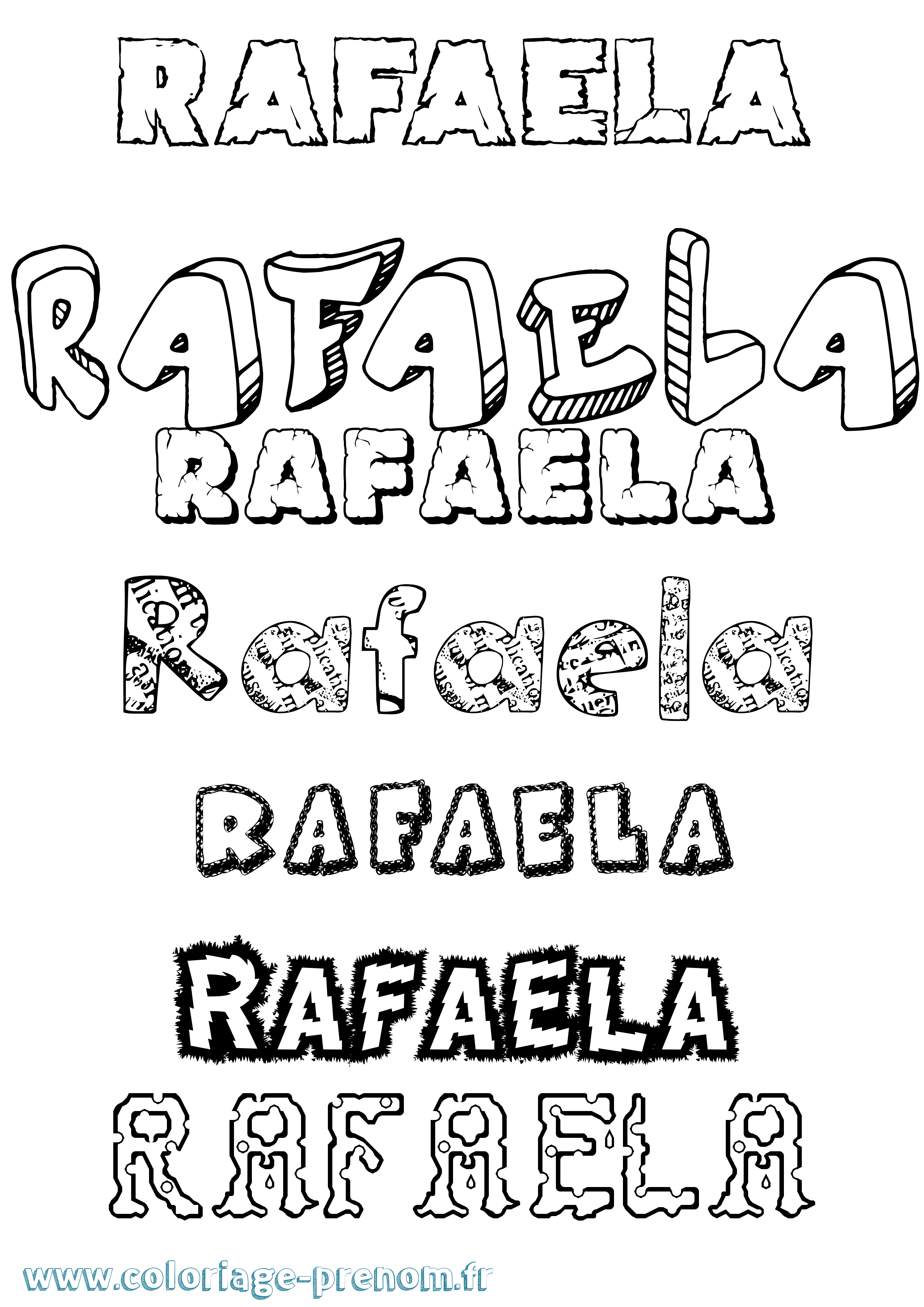 Coloriage prénom Rafaela Destructuré