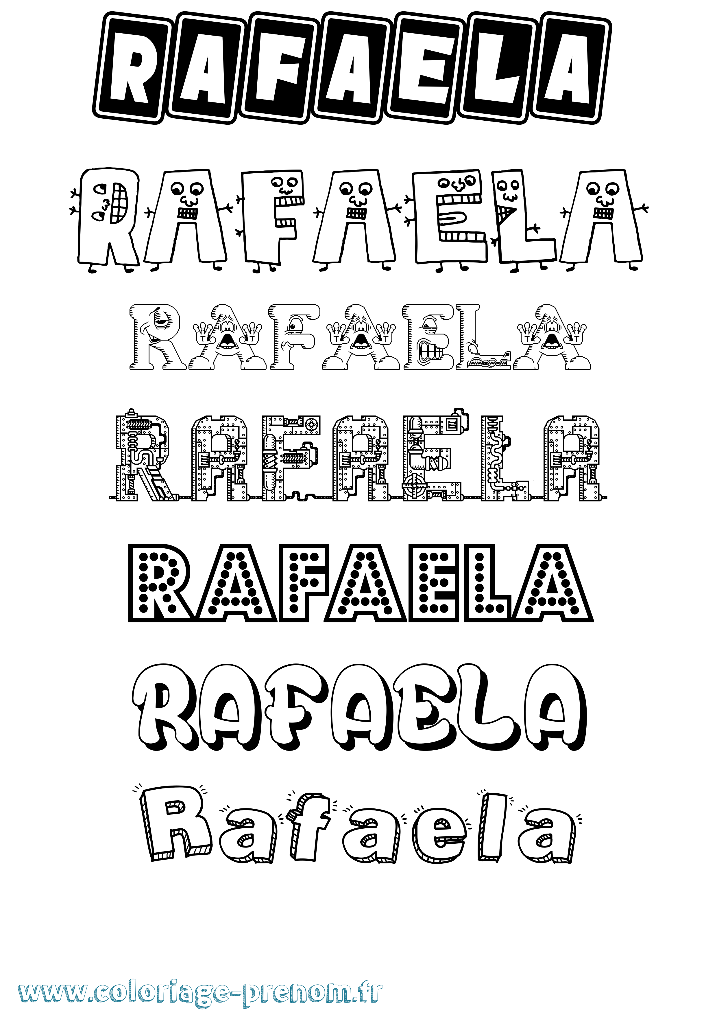 Coloriage prénom Rafaela Fun