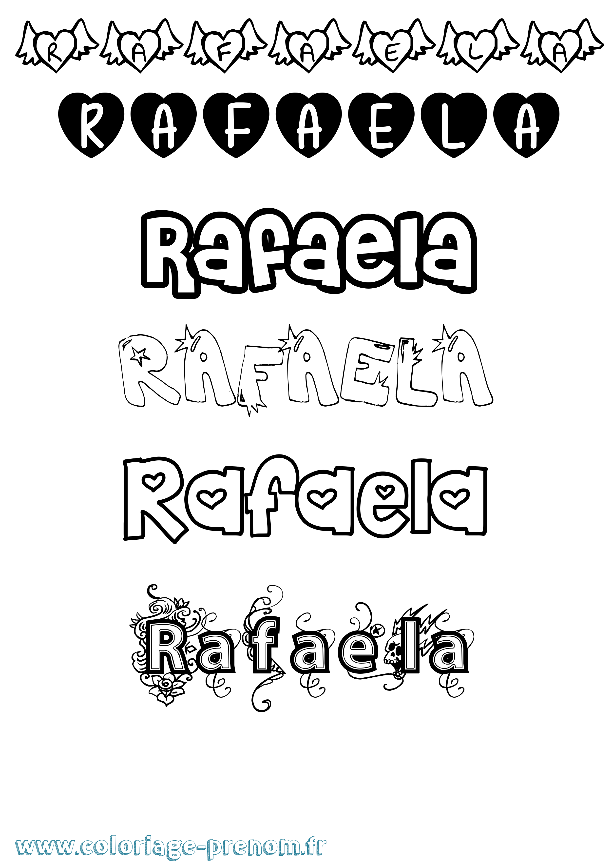 Coloriage prénom Rafaela Girly