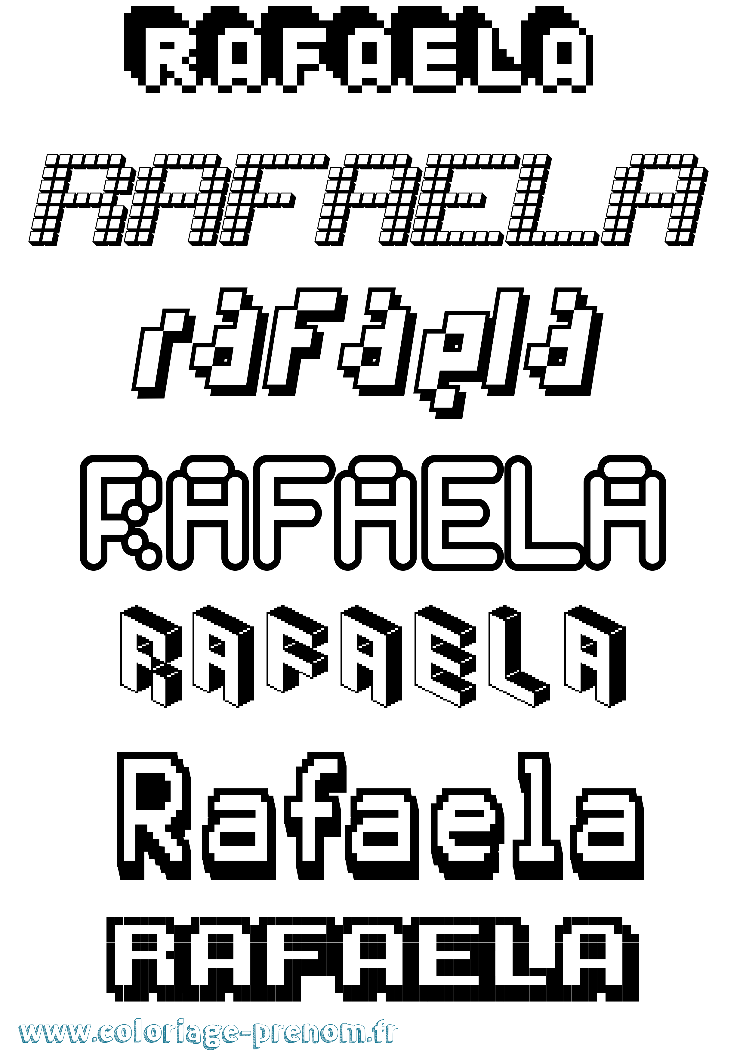 Coloriage prénom Rafaela Pixel