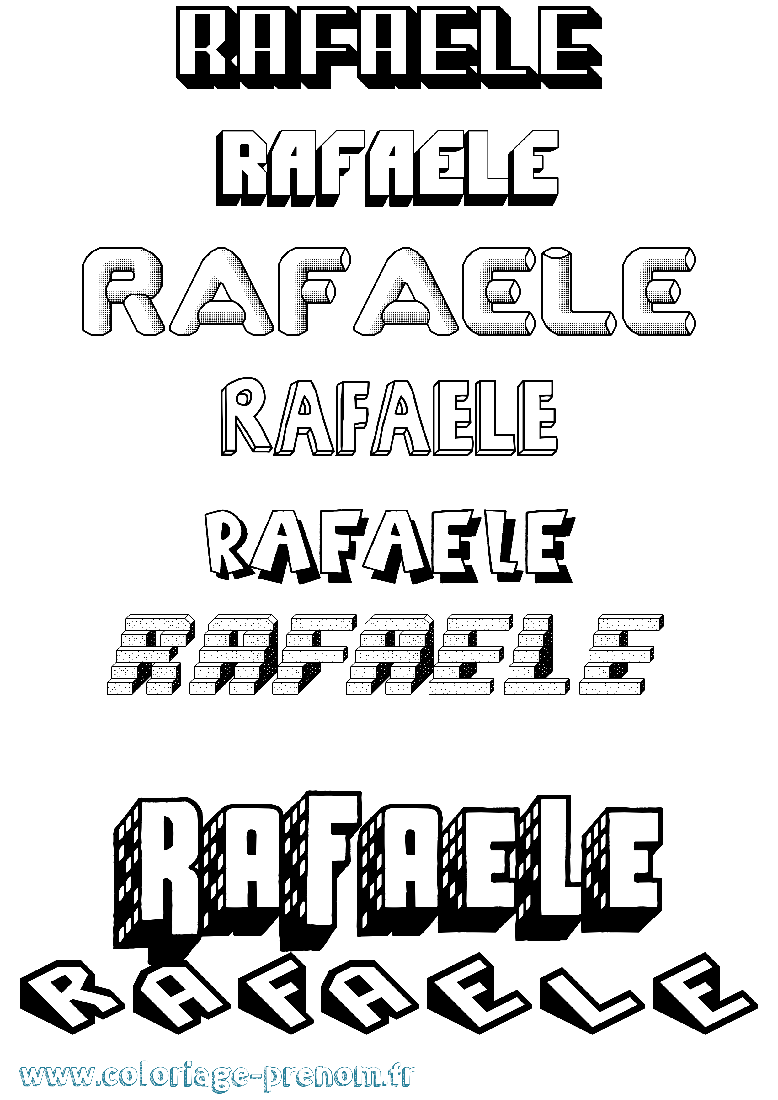 Coloriage Rafaele Effet 3D Coloriage prénom Rafaele Effet 3D