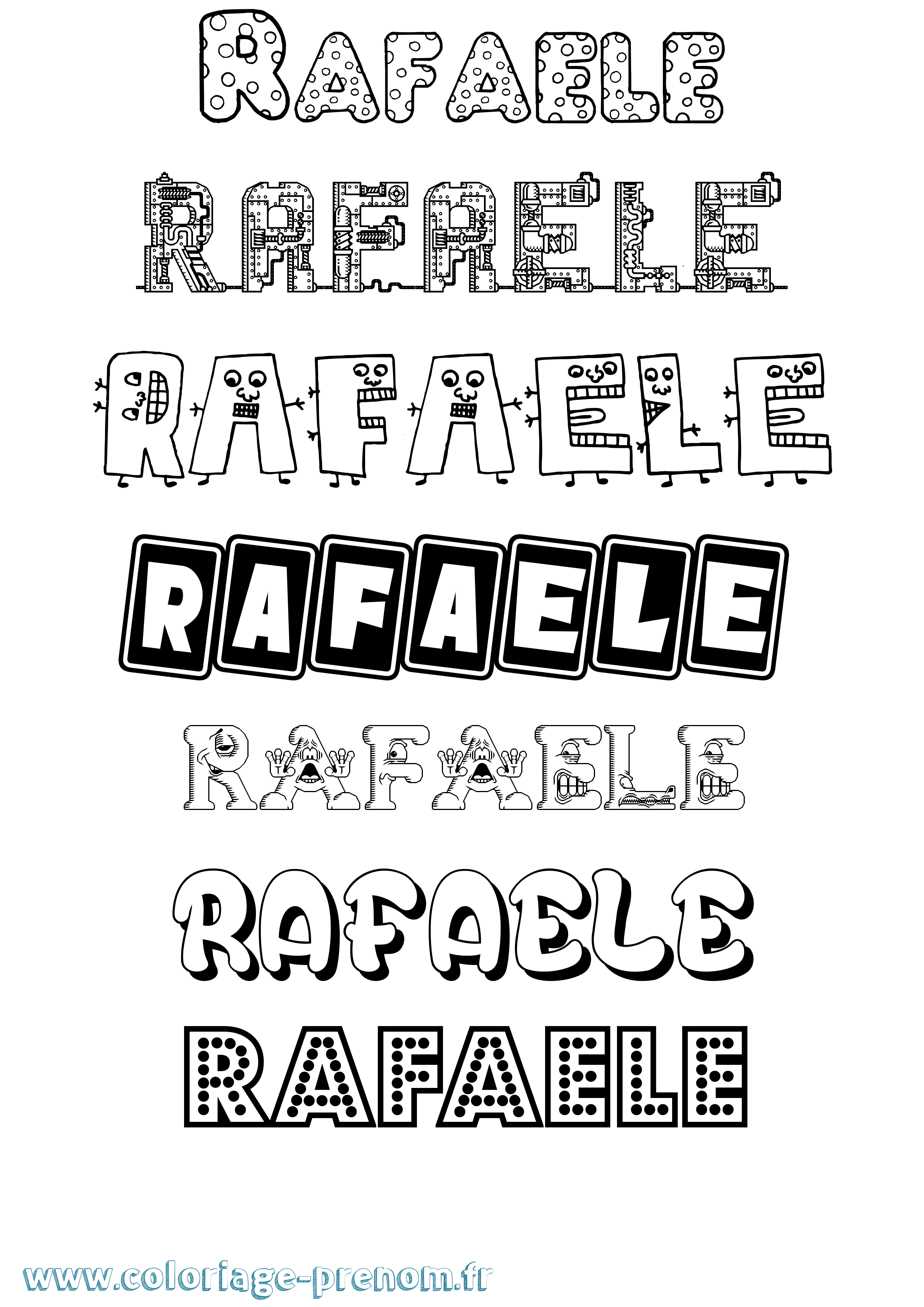 Coloriage Rafaele Fun Coloriage prénom Rafaele Fun