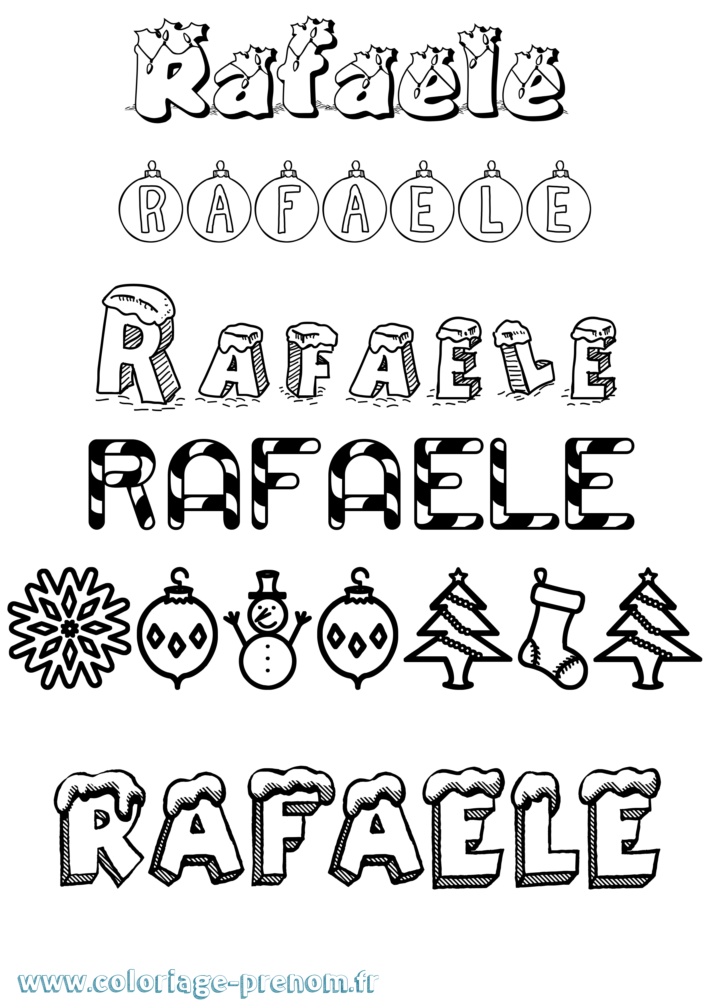 Coloriage Rafaele Noël Coloriage prénom Rafaele Noël
