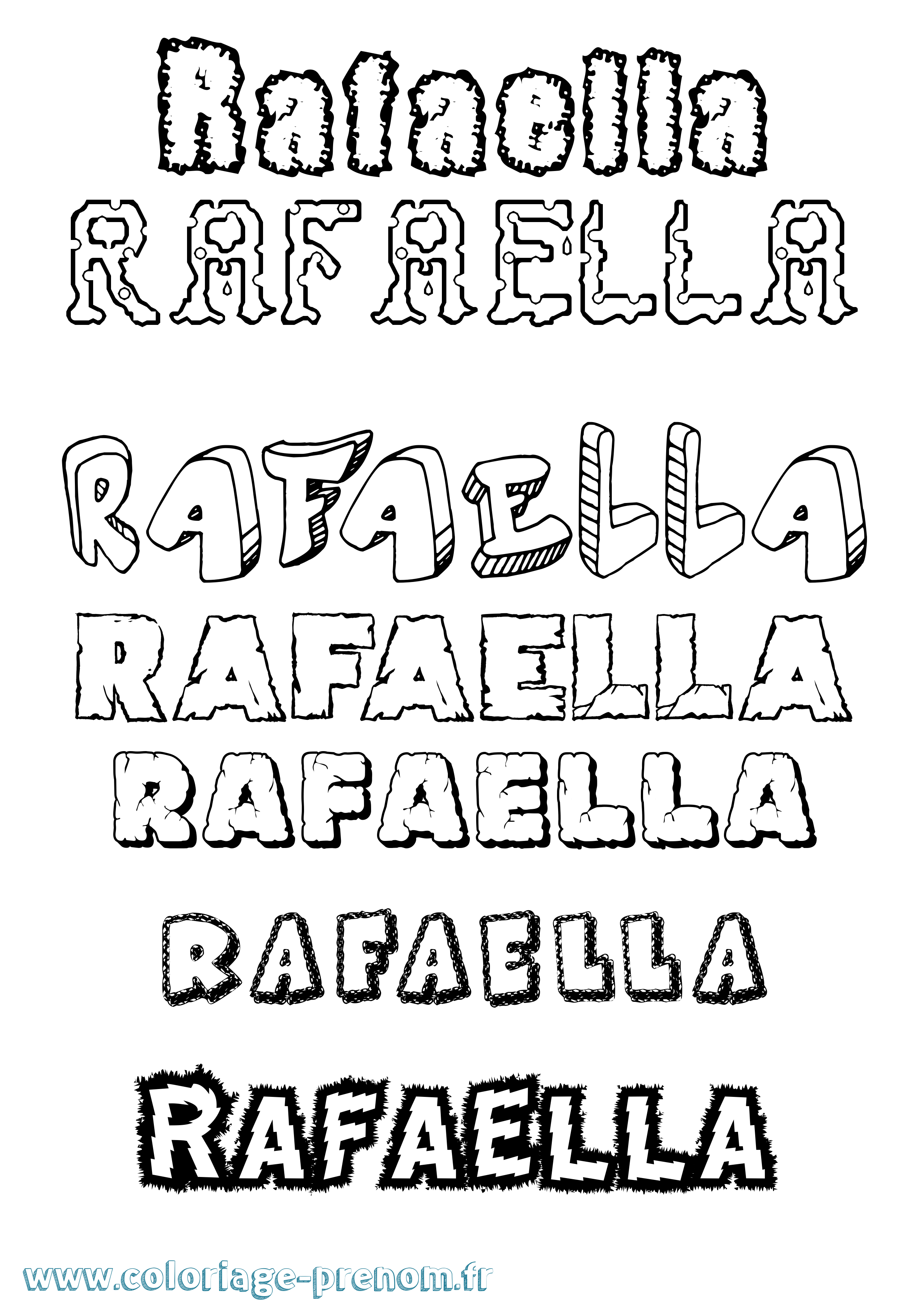 Coloriage prénom Rafaella Destructuré