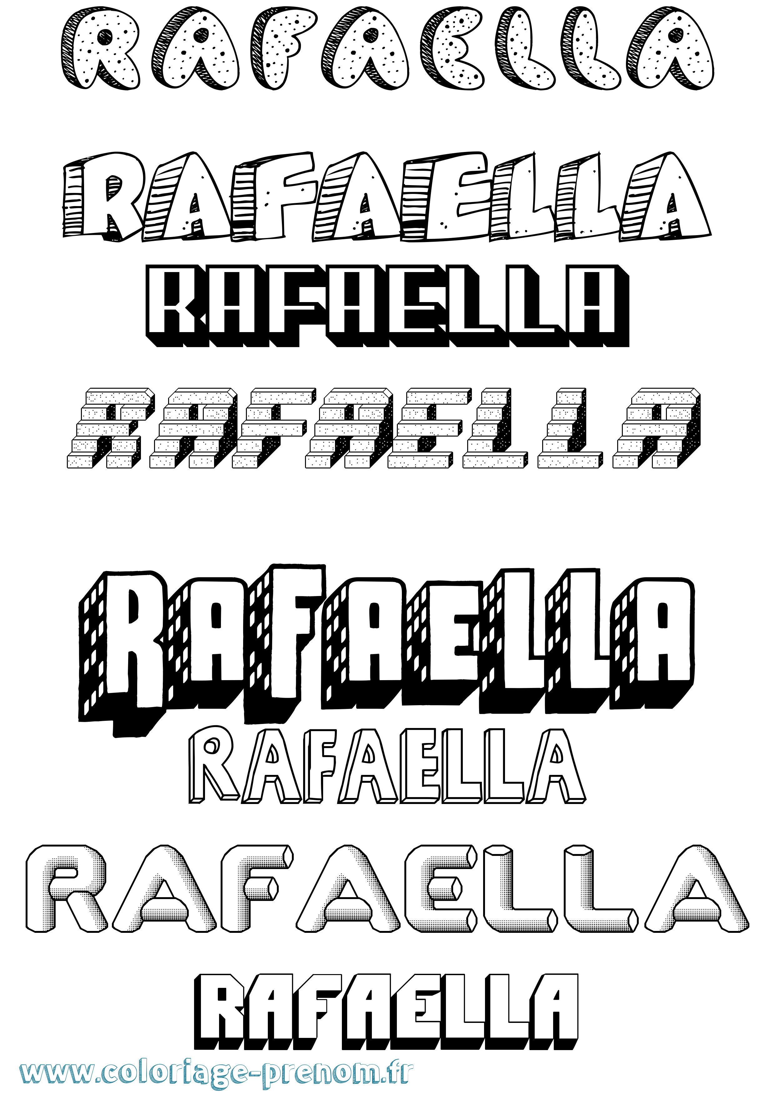 Coloriage prénom Rafaella Effet 3D