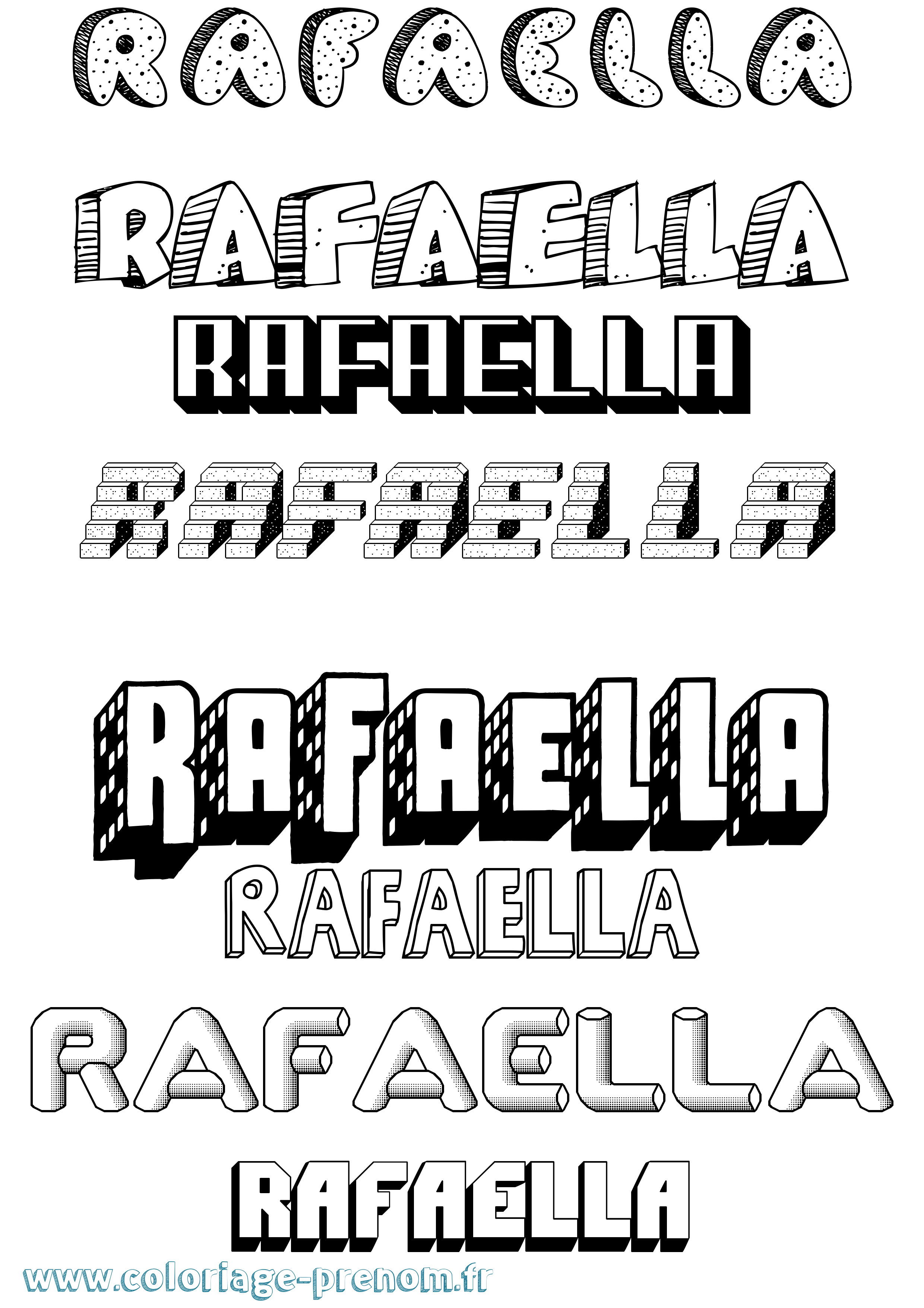 Coloriage Rafaella Effet 3D Coloriage prénom Rafaella Effet 3D
