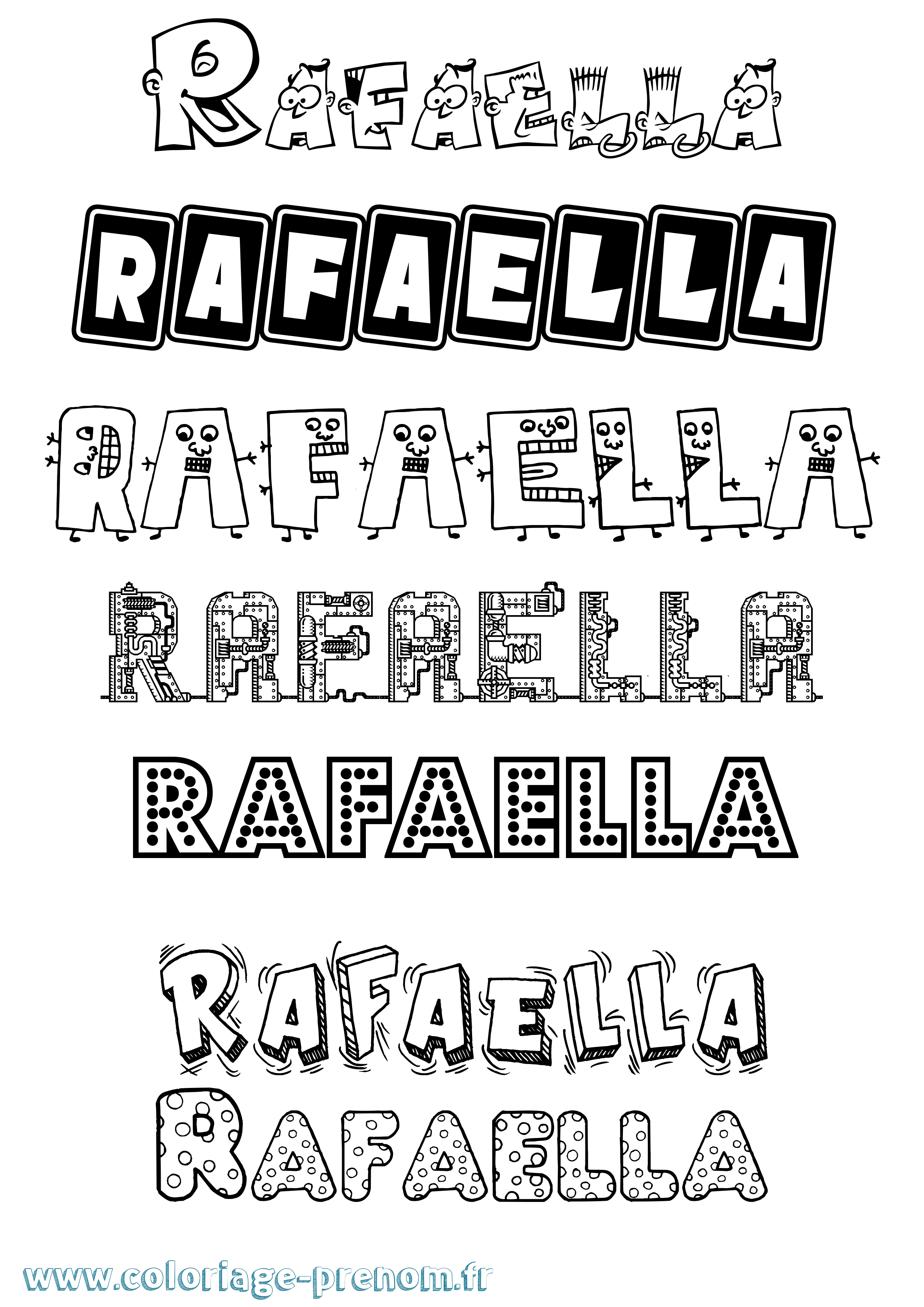Coloriage prénom Rafaella Fun