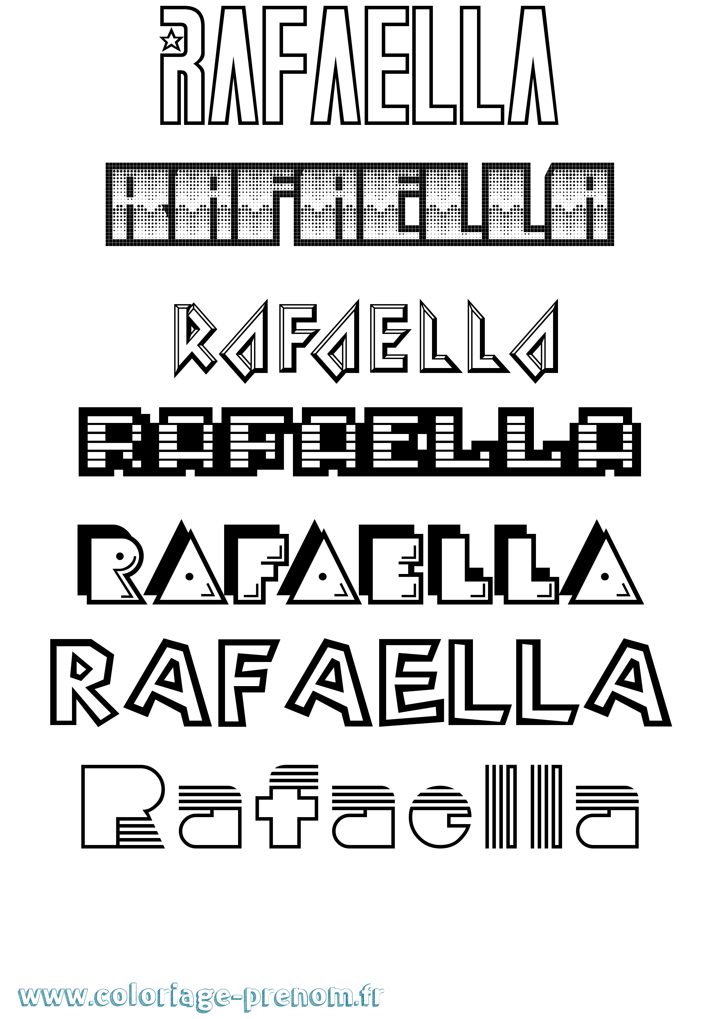 Coloriage prénom Rafaella Jeux Vidéos