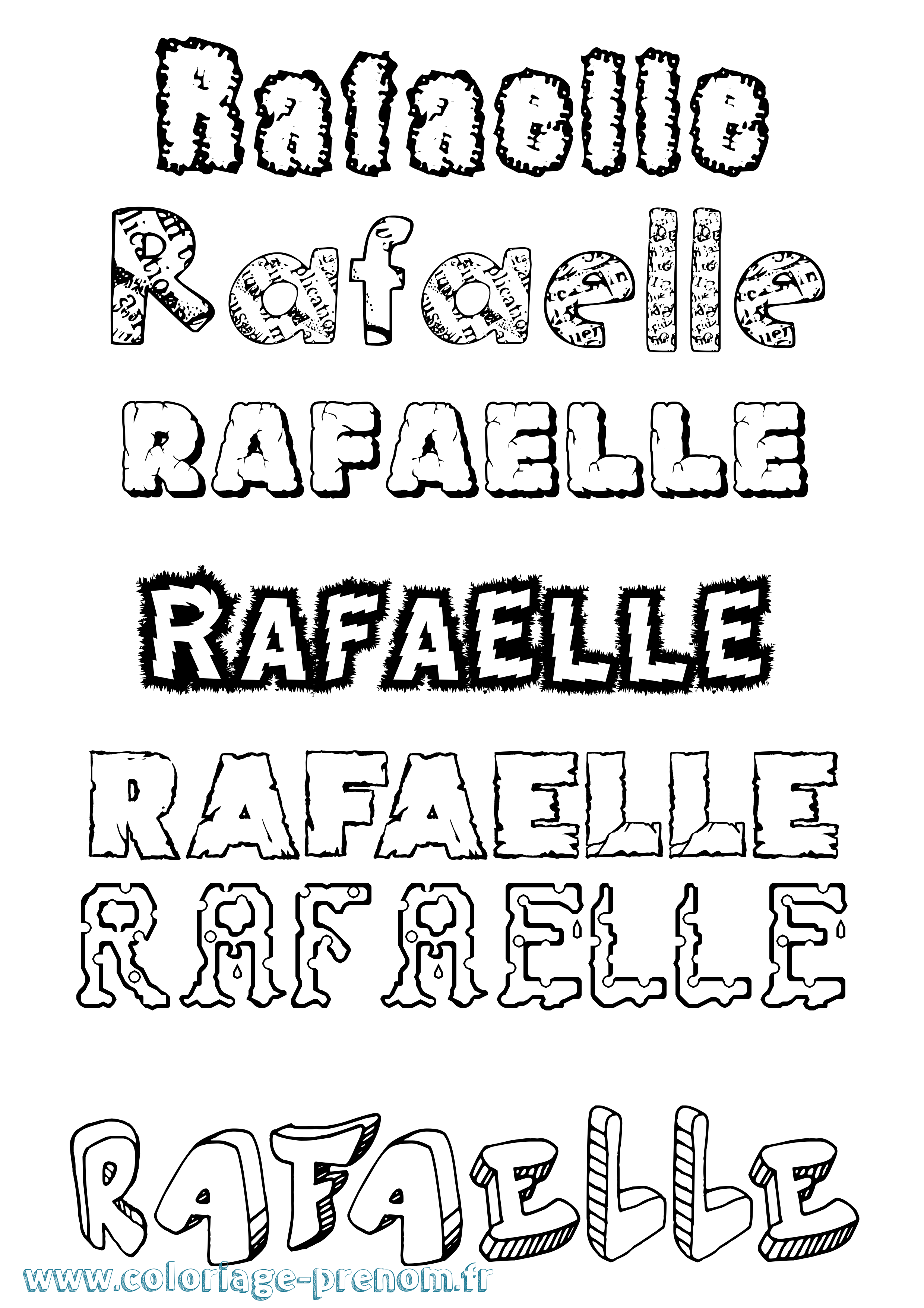 Coloriage prénom Rafaelle Destructuré