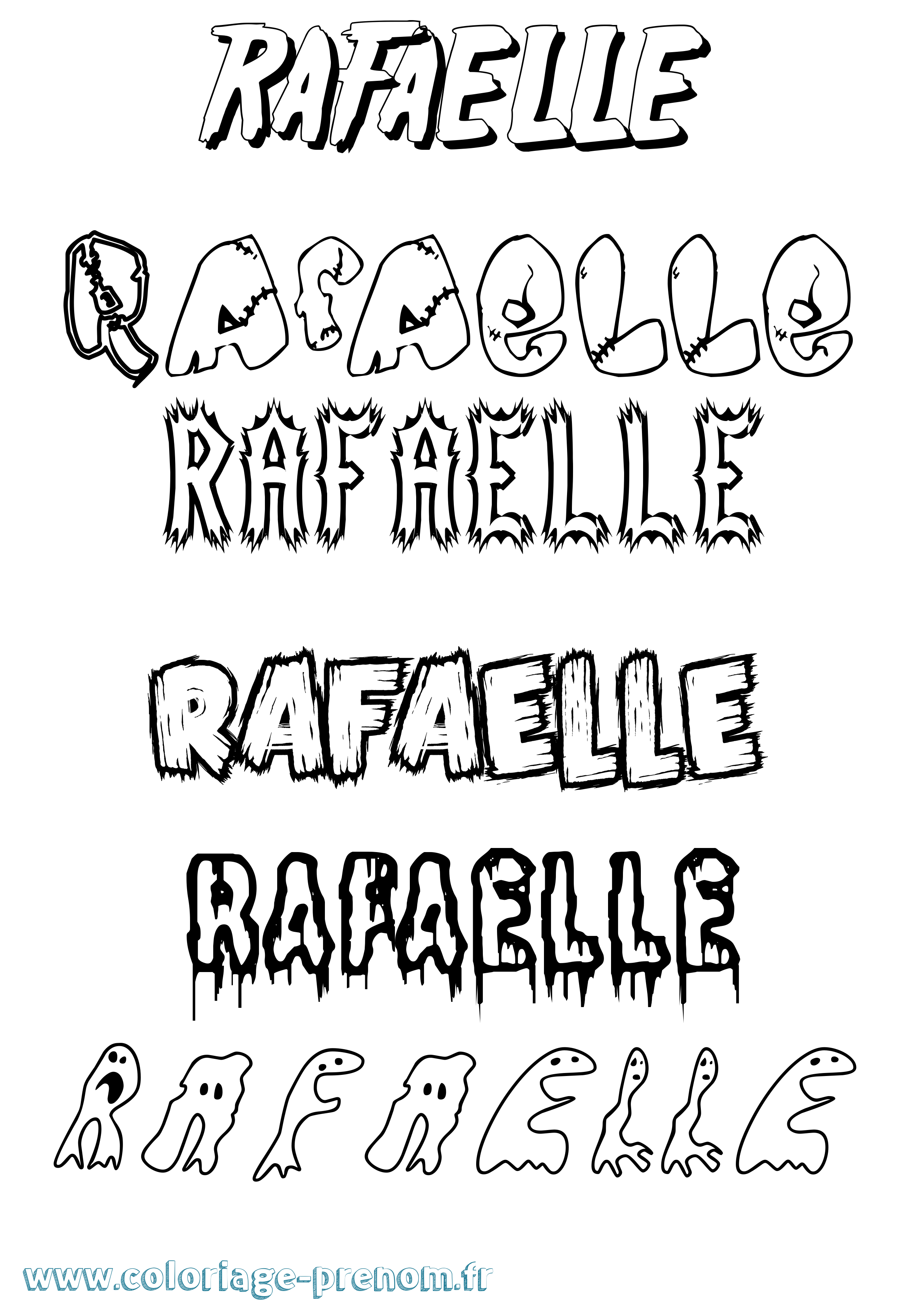 Coloriage prénom Rafaelle Frisson