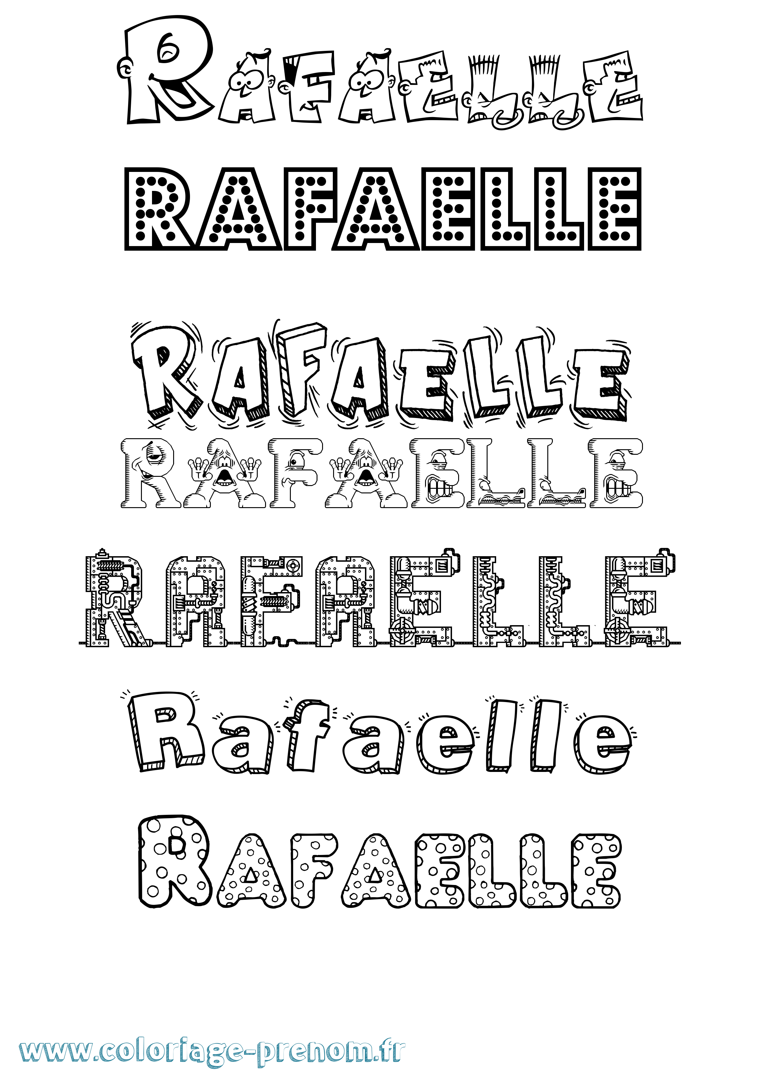 Coloriage prénom Rafaelle Fun