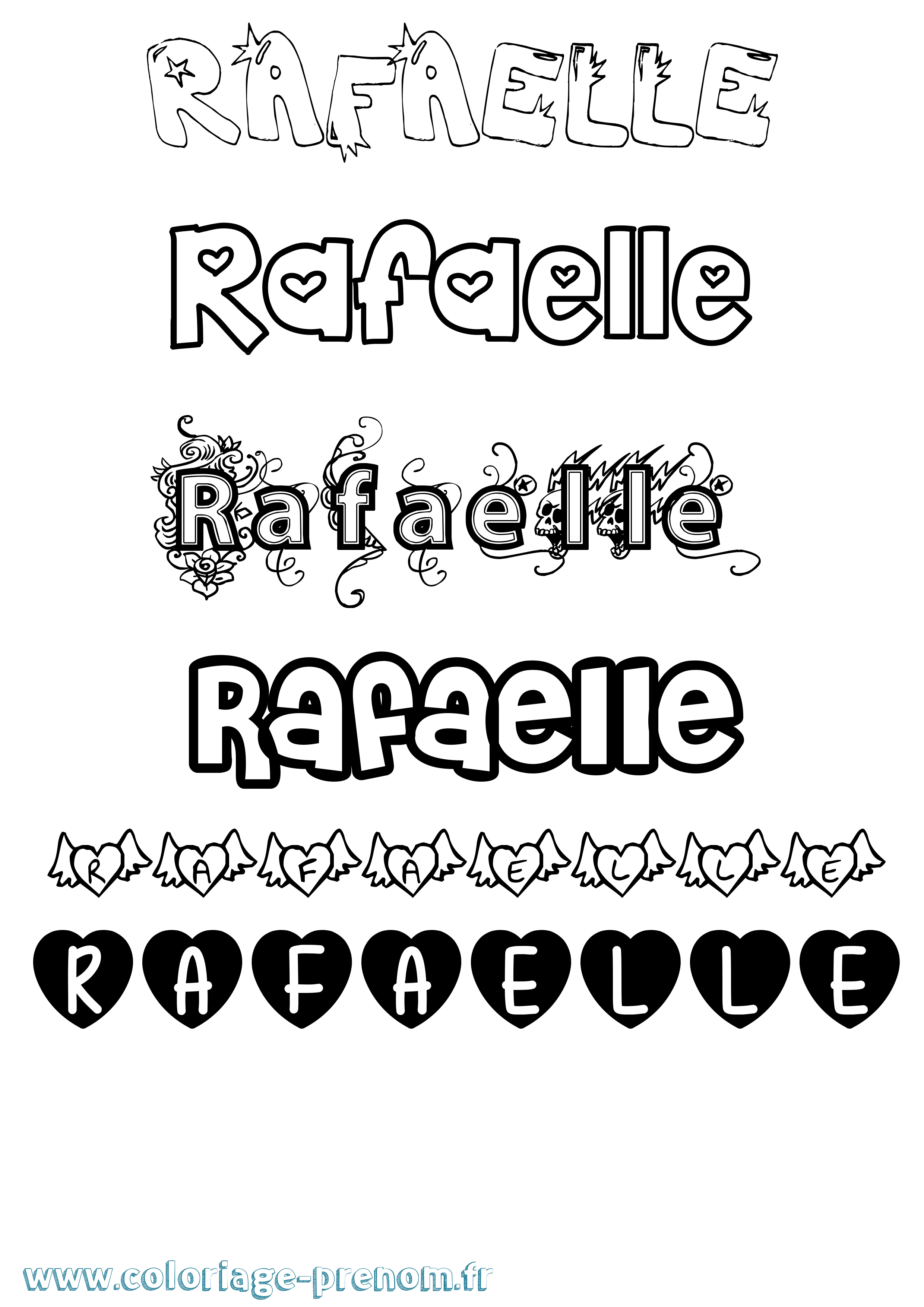 Coloriage prénom Rafaelle Girly