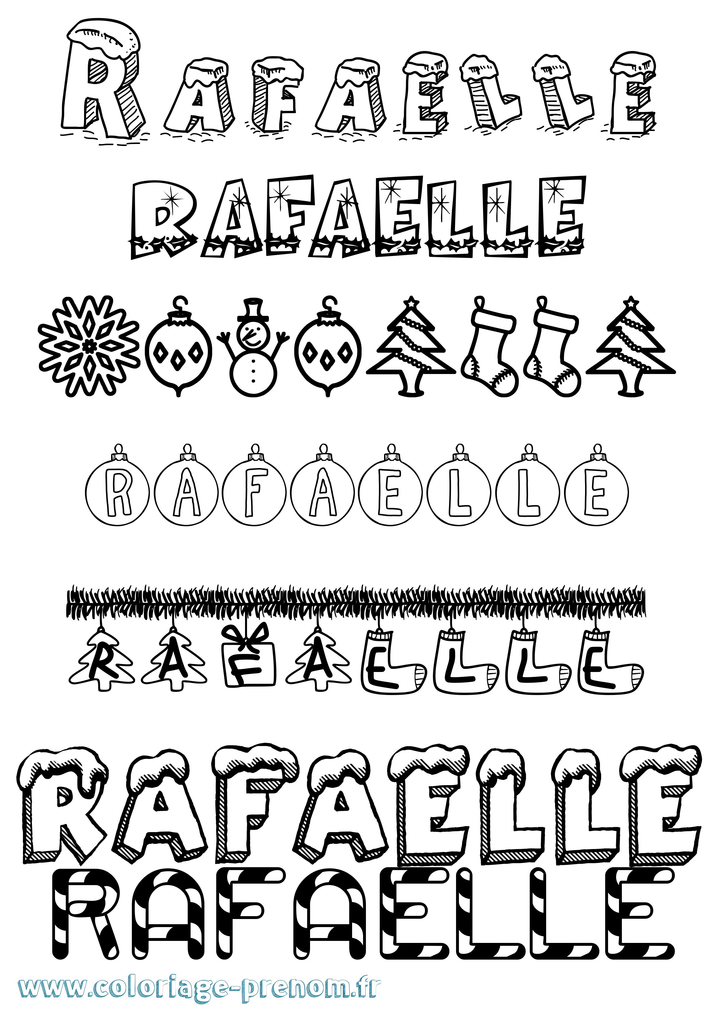 Coloriage prénom Rafaelle Noël