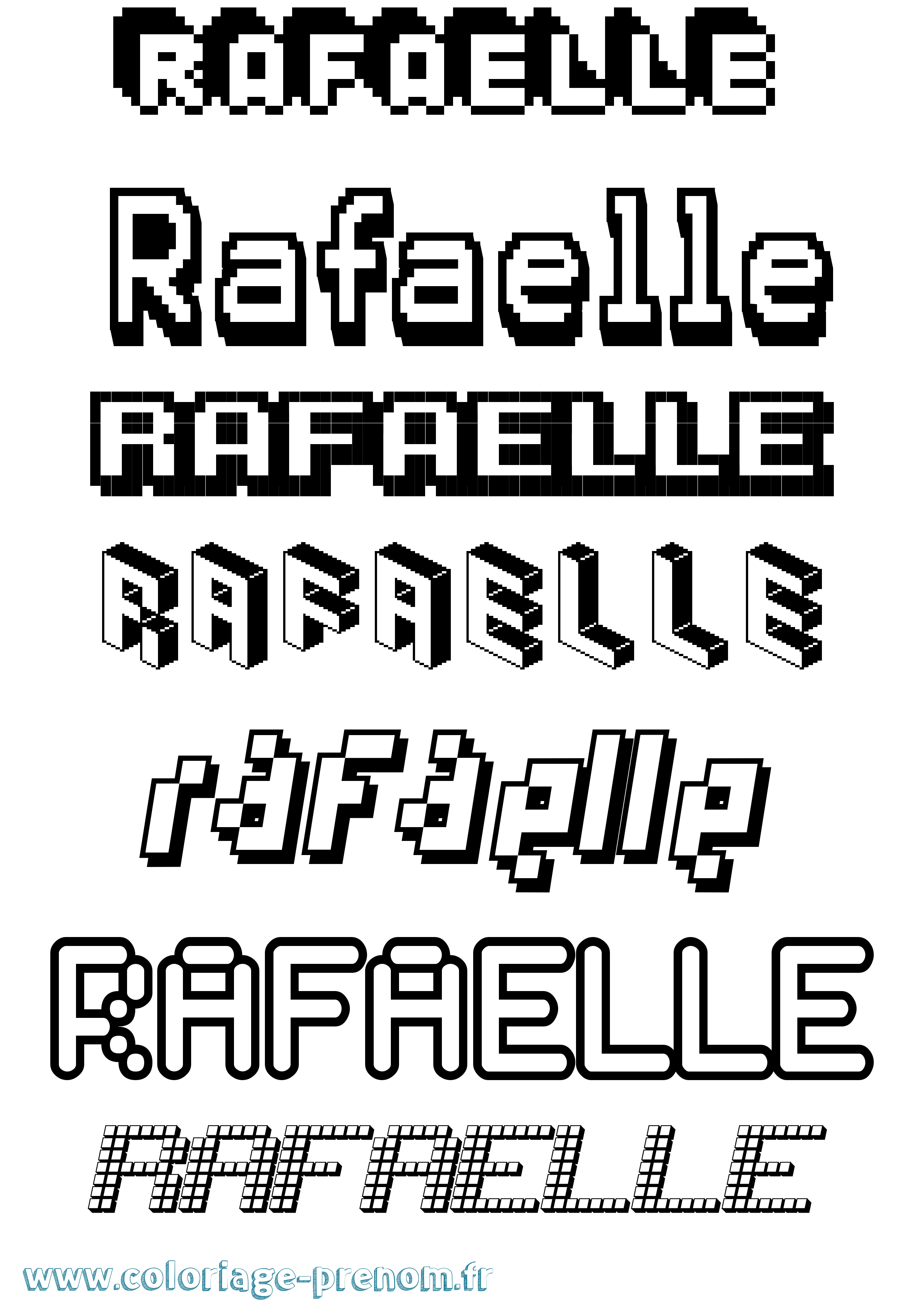 Coloriage prénom Rafaelle Pixel