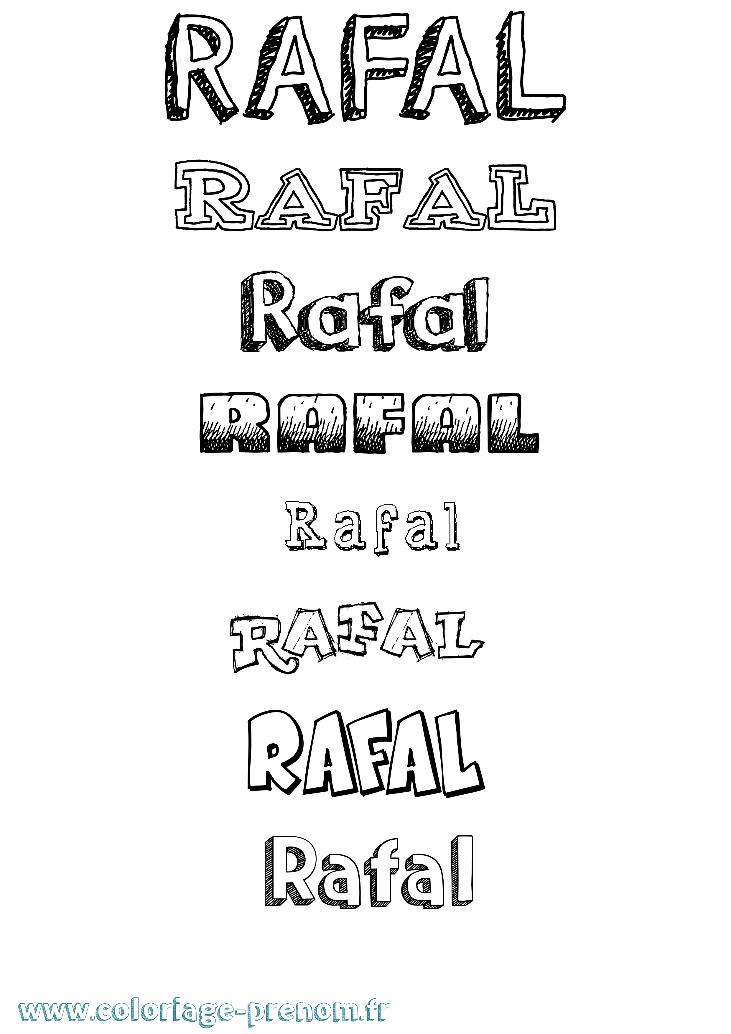 Coloriage prénom Rafal Dessiné