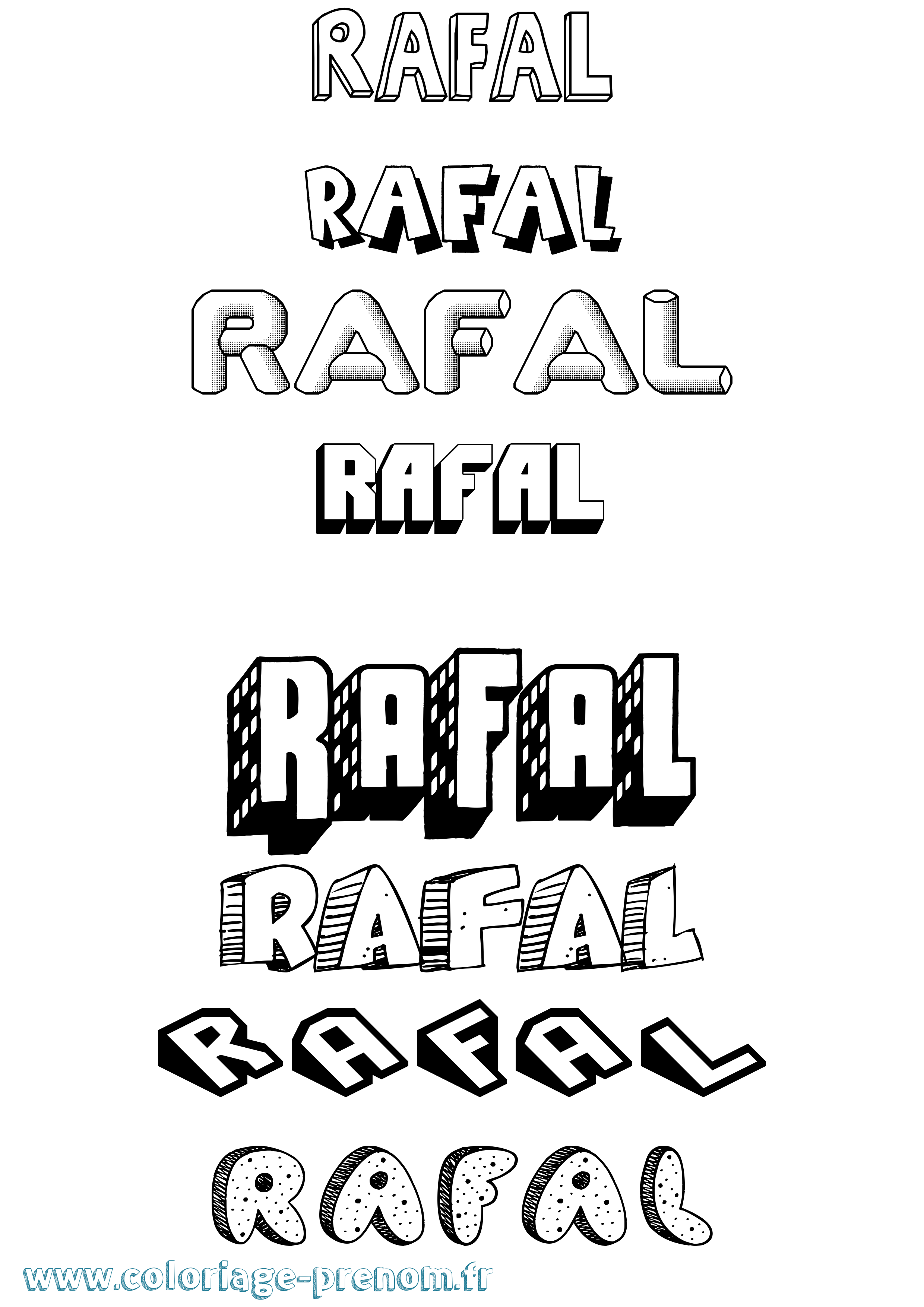 Coloriage prénom Rafal Effet 3D