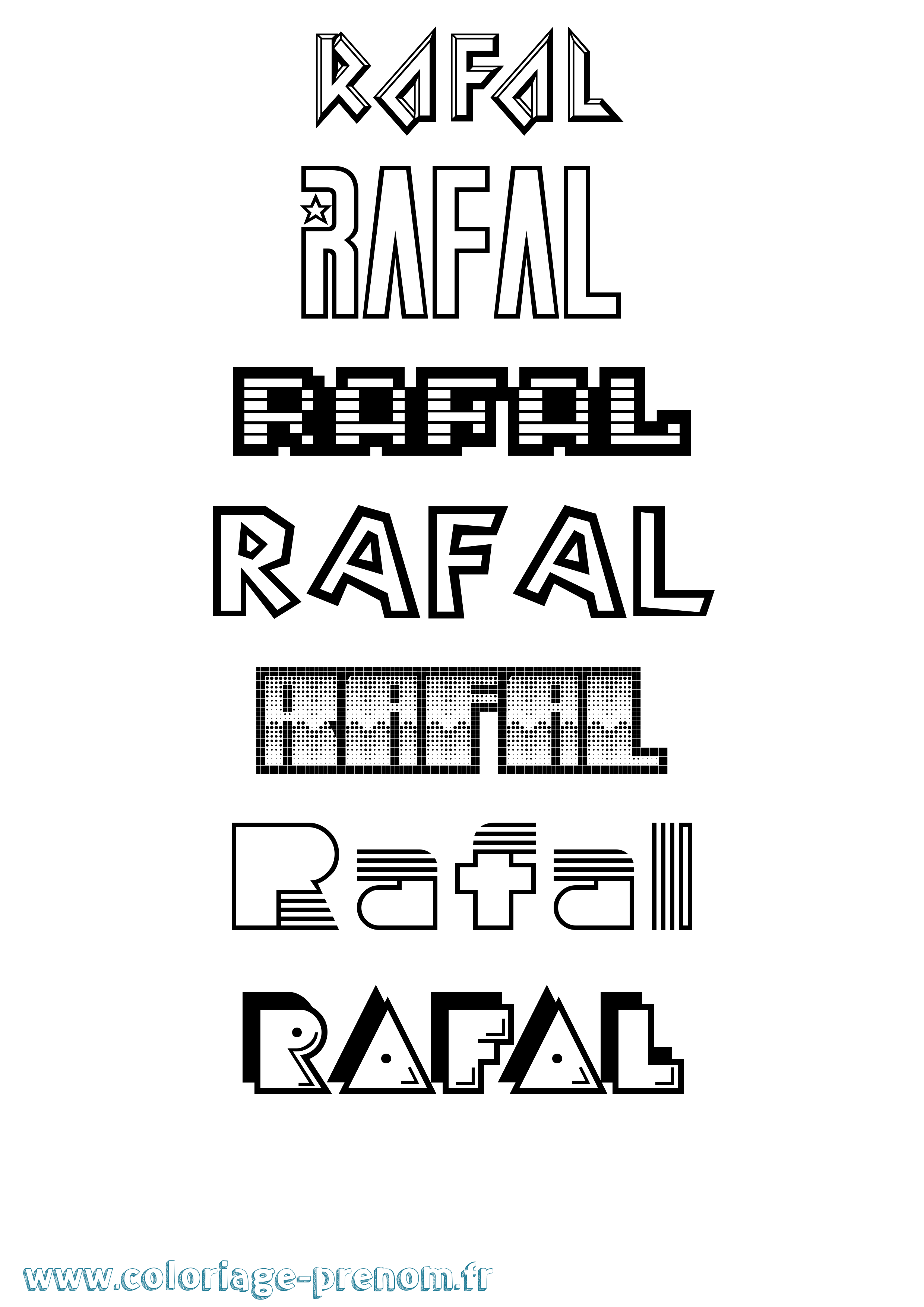 Coloriage prénom Rafal Jeux Vidéos