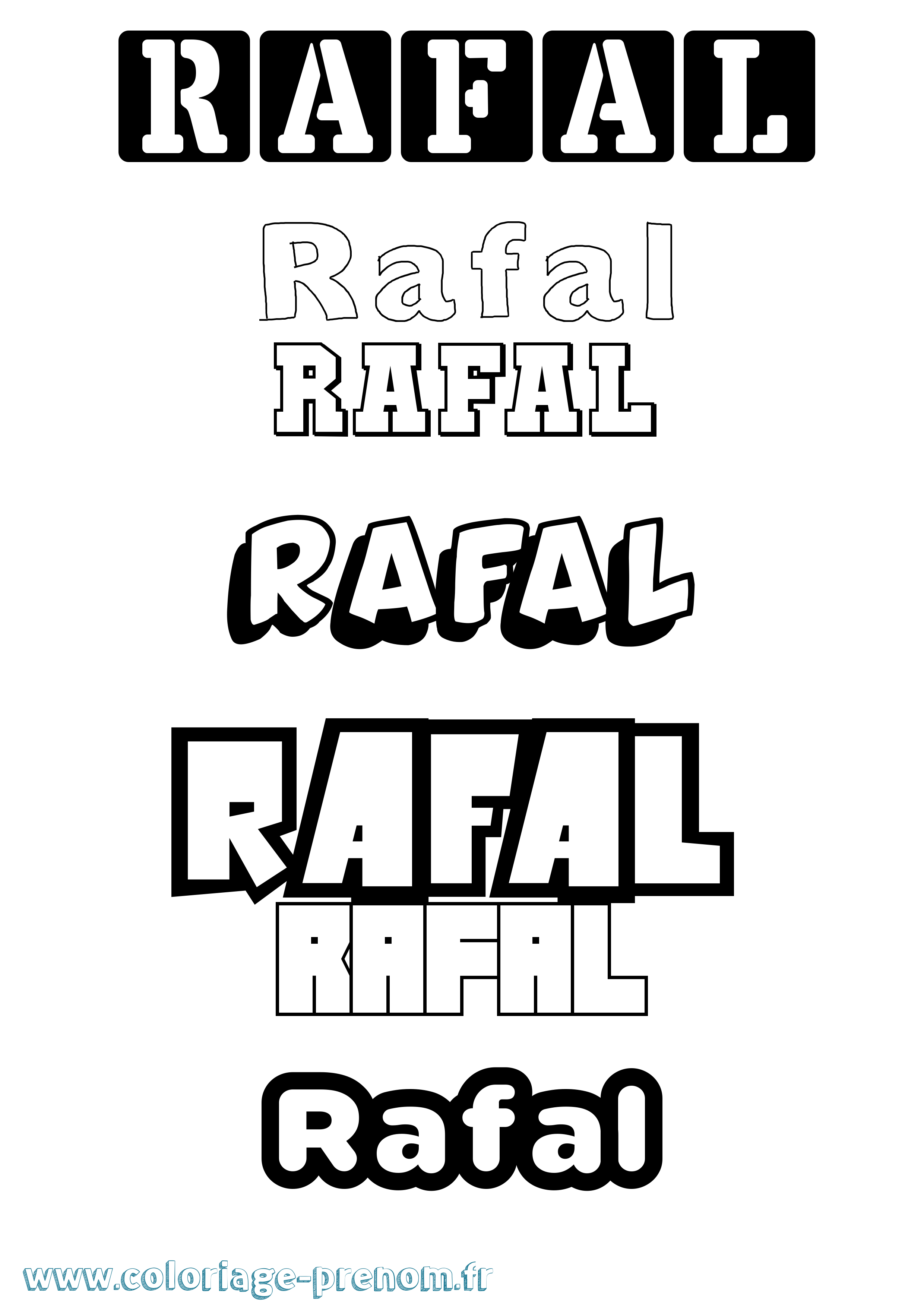 Coloriage prénom Rafal Simple