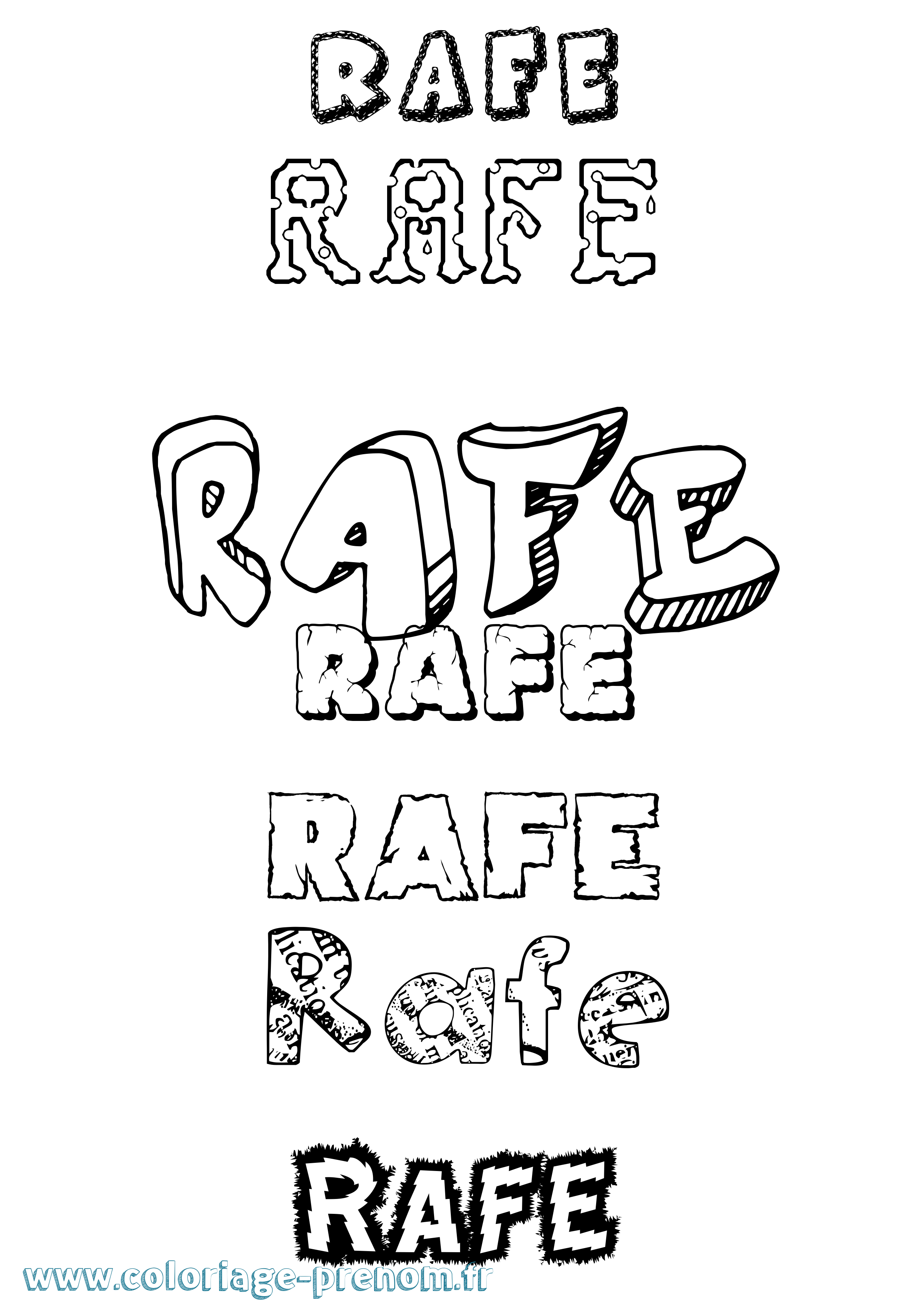 Coloriage prénom Rafe Destructuré