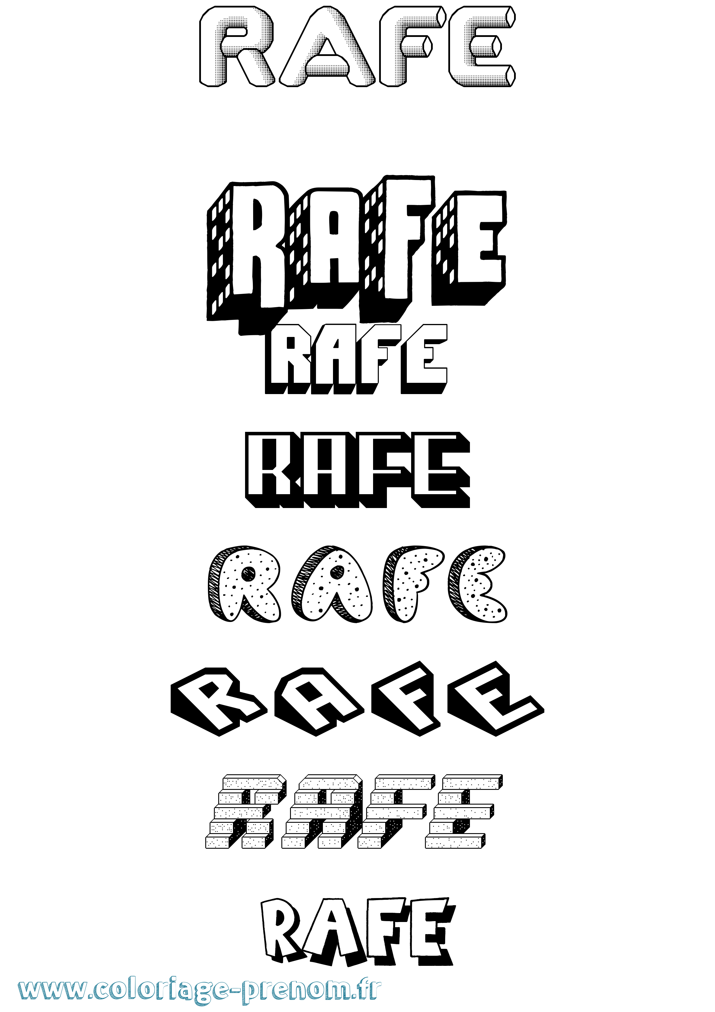 Coloriage Rafe Effet 3D Coloriage prénom Rafe Effet 3D