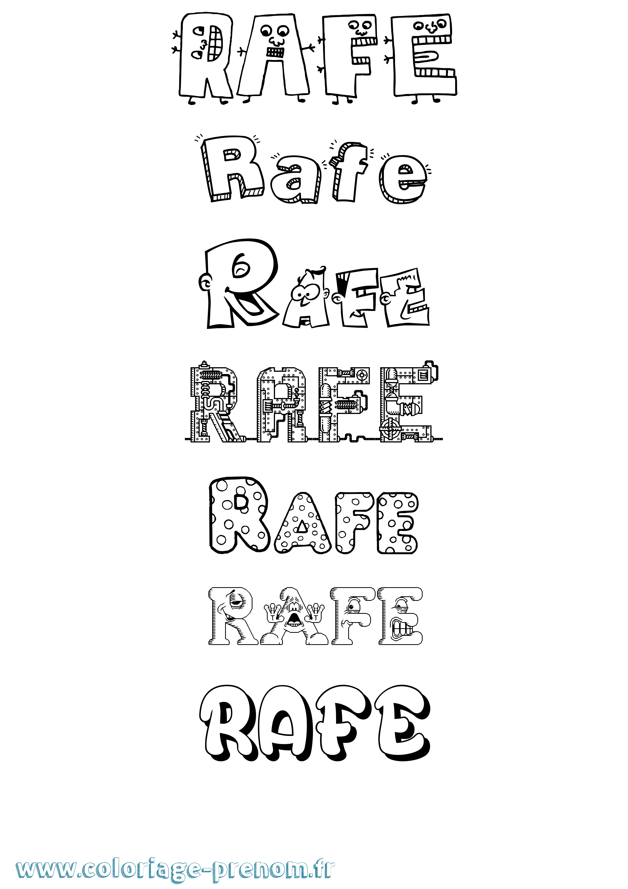 Coloriage prénom Rafe Fun