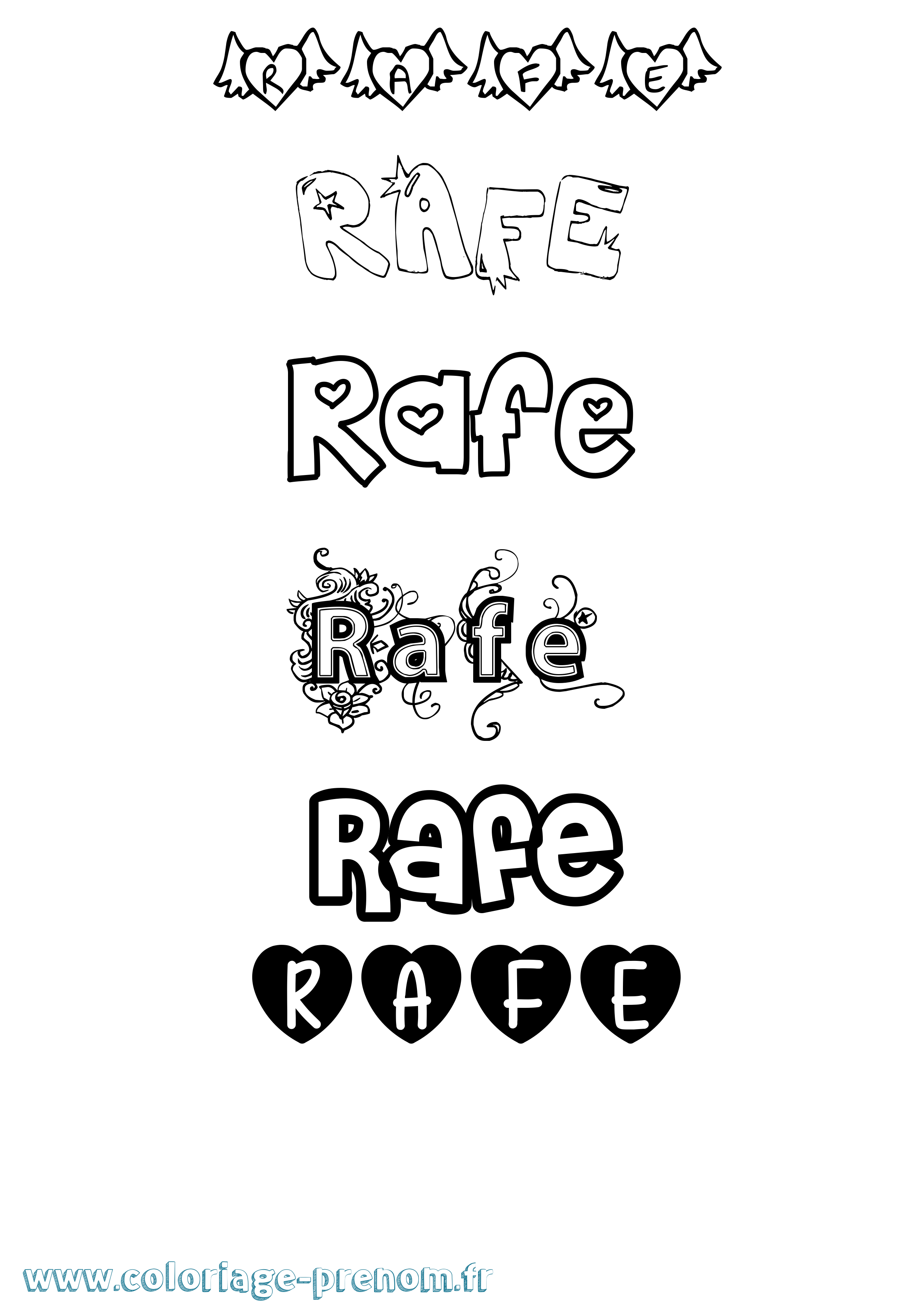 Coloriage Rafe Girly Coloriage prénom Rafe Girly