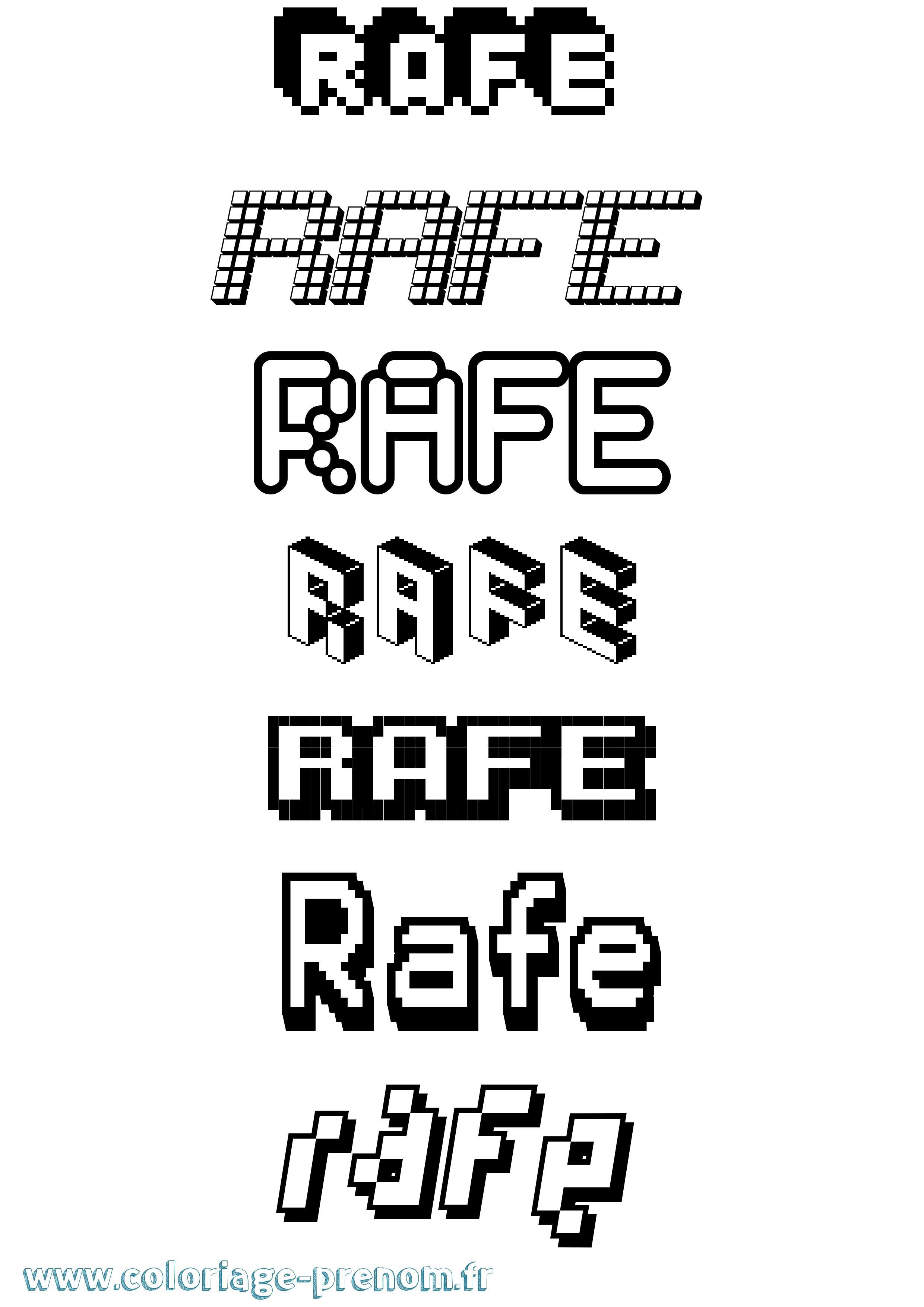 Coloriage prénom Rafe Pixel