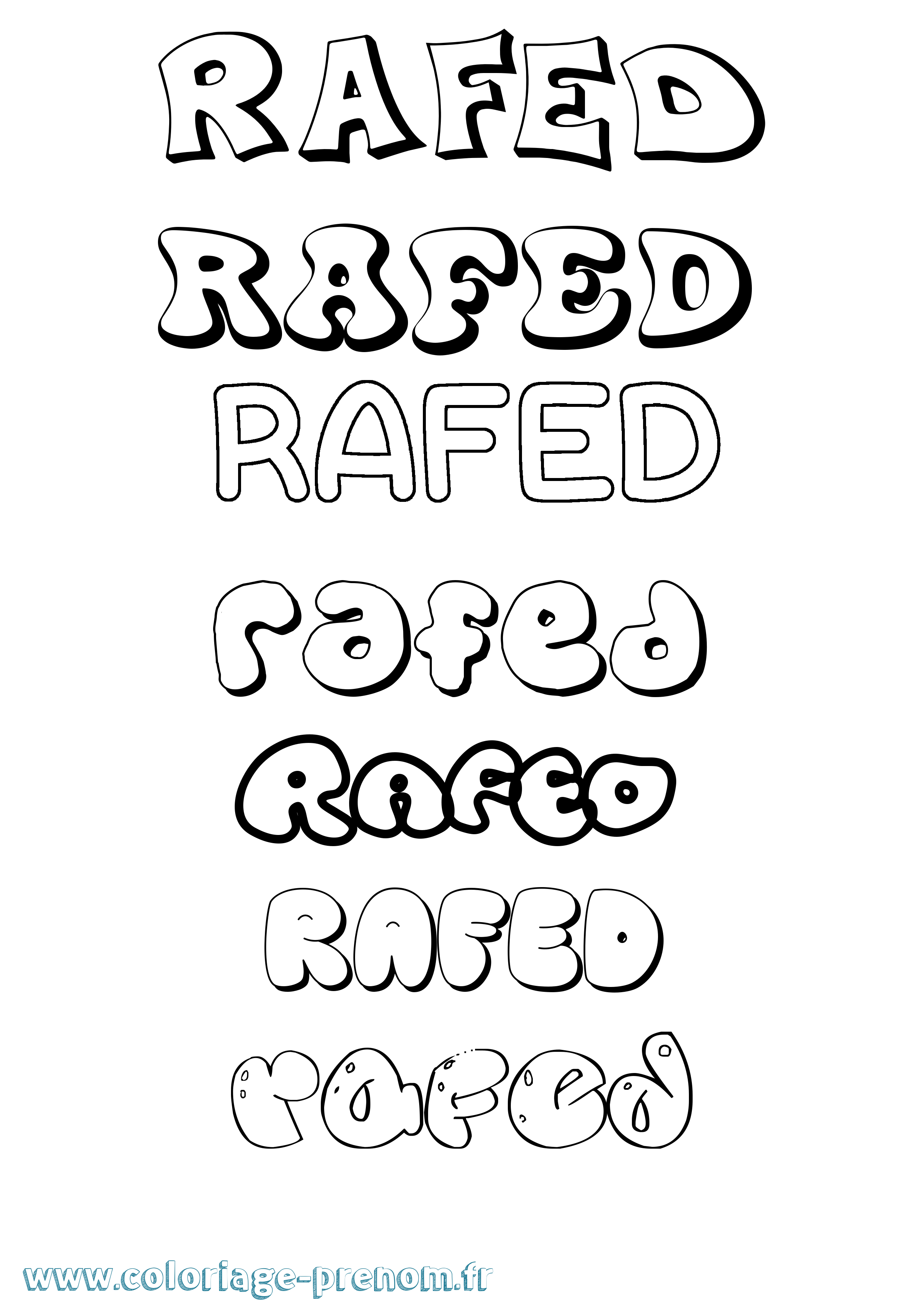 Coloriage Rafed Bubble Coloriage prénom Rafed Bubble
