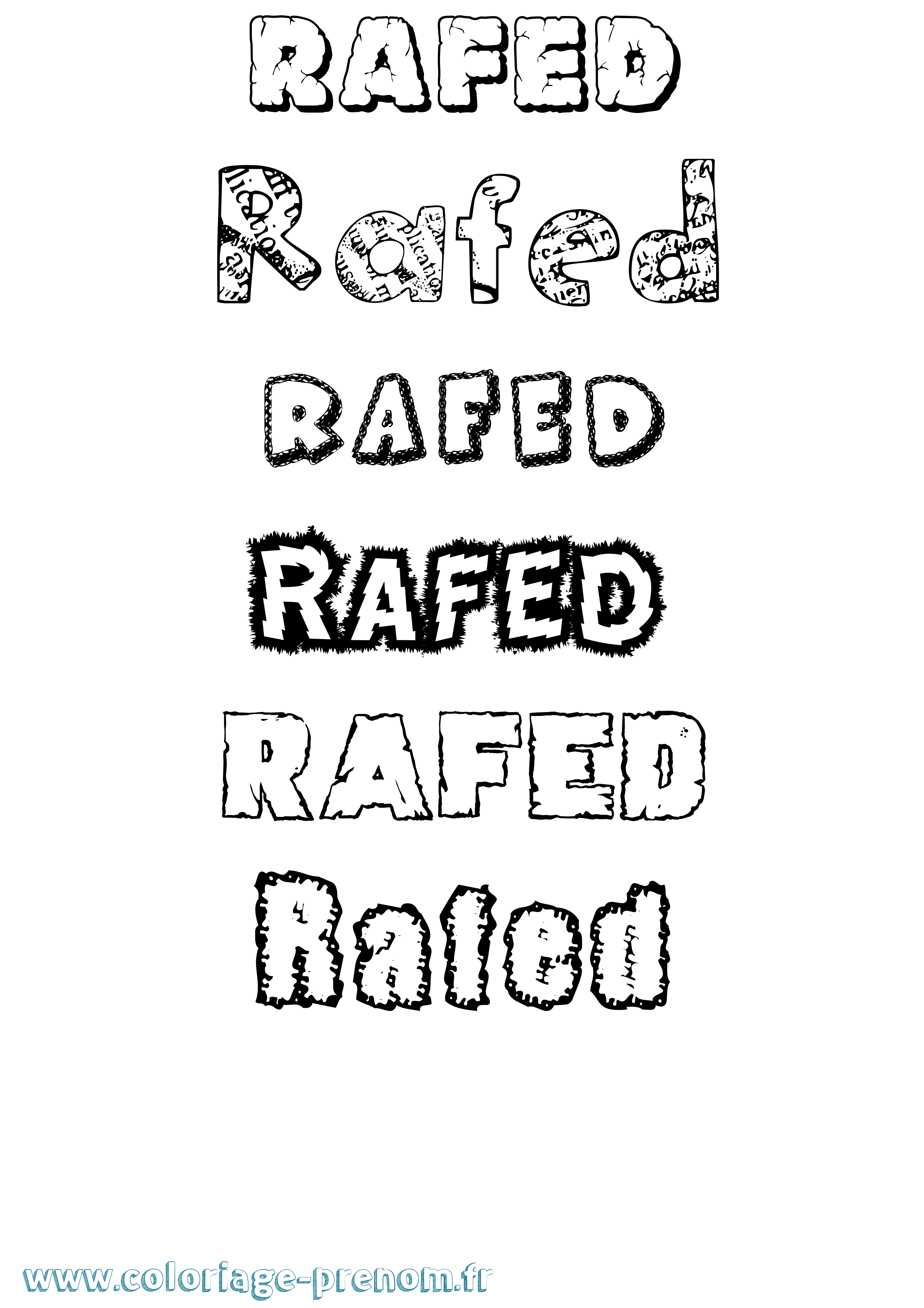 Coloriage Rafed Destructuré Coloriage prénom Rafed Destructuré