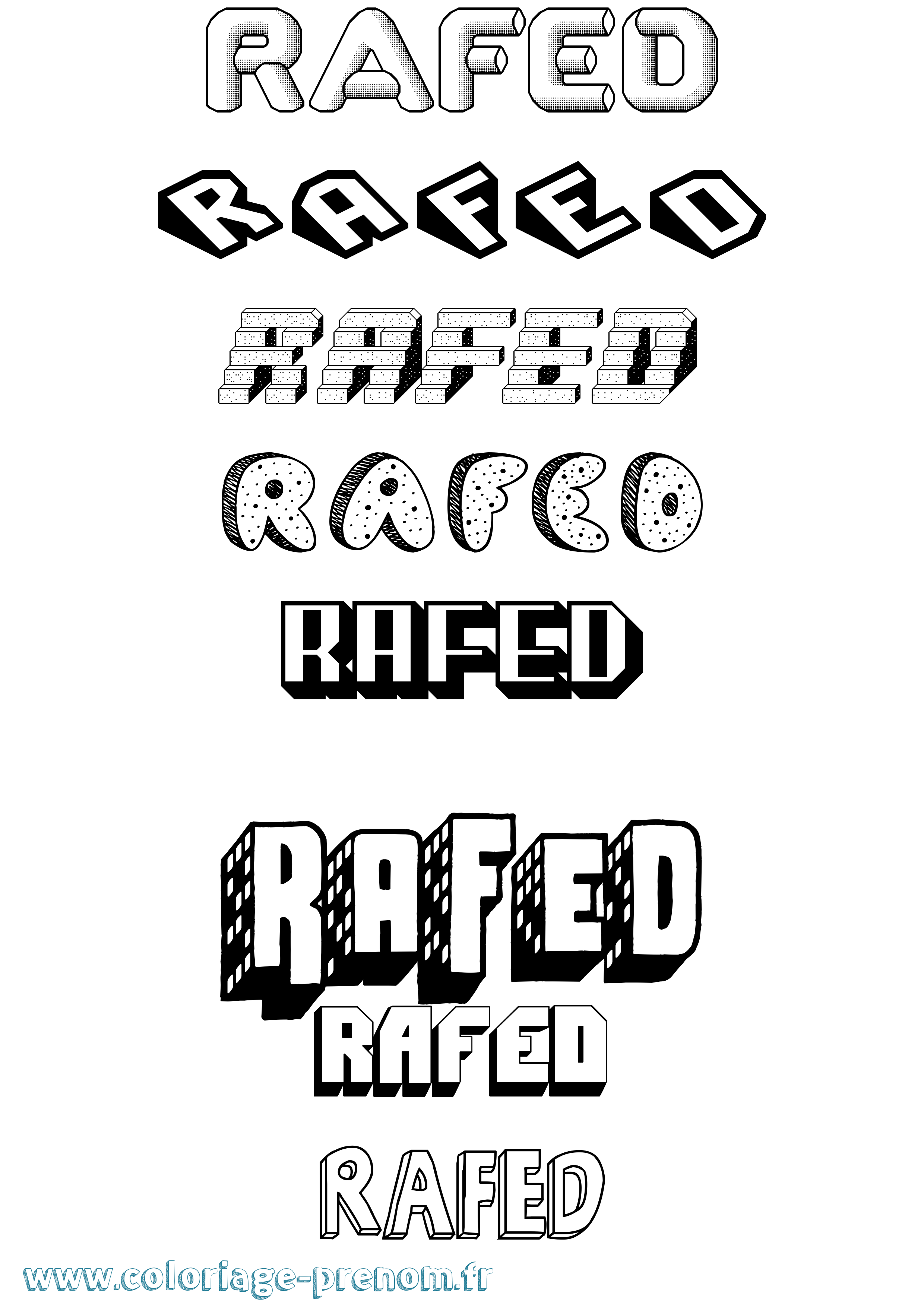 Coloriage prénom Rafed Effet 3D