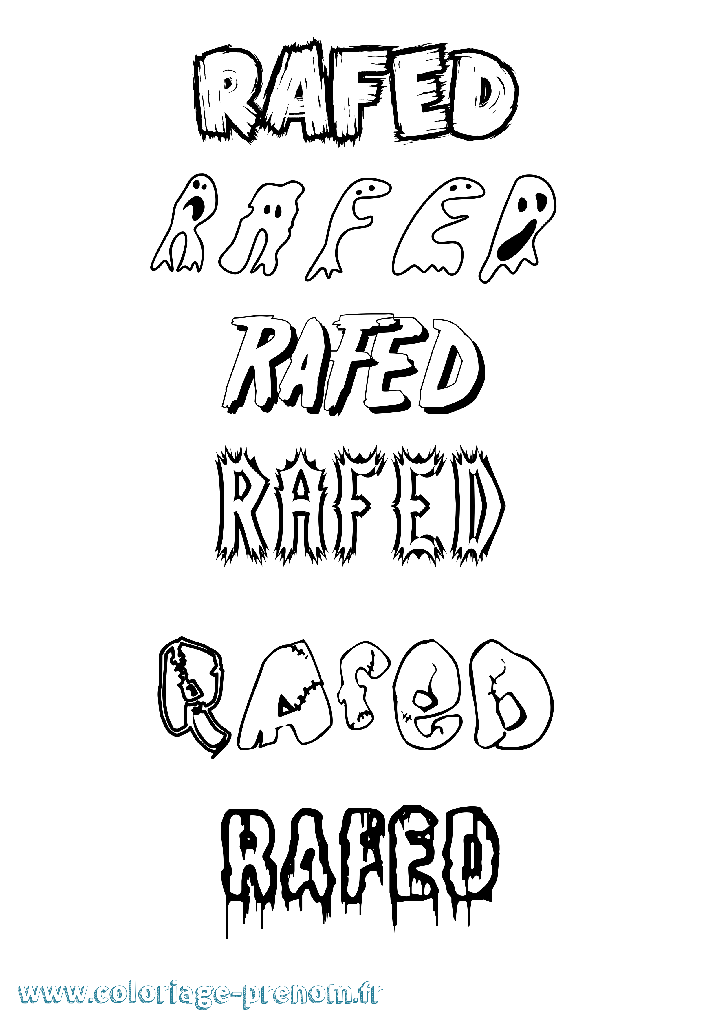 Coloriage Rafed Frisson Coloriage prénom Rafed Frisson