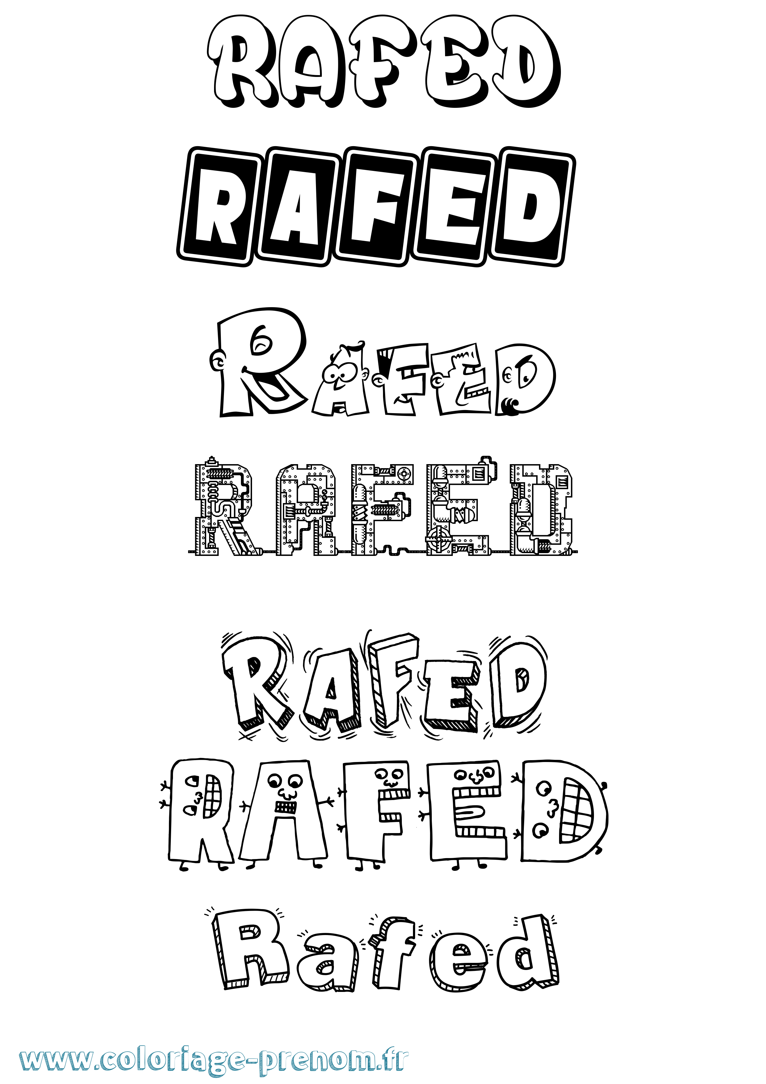 Coloriage Rafed Fun Coloriage prénom Rafed Fun