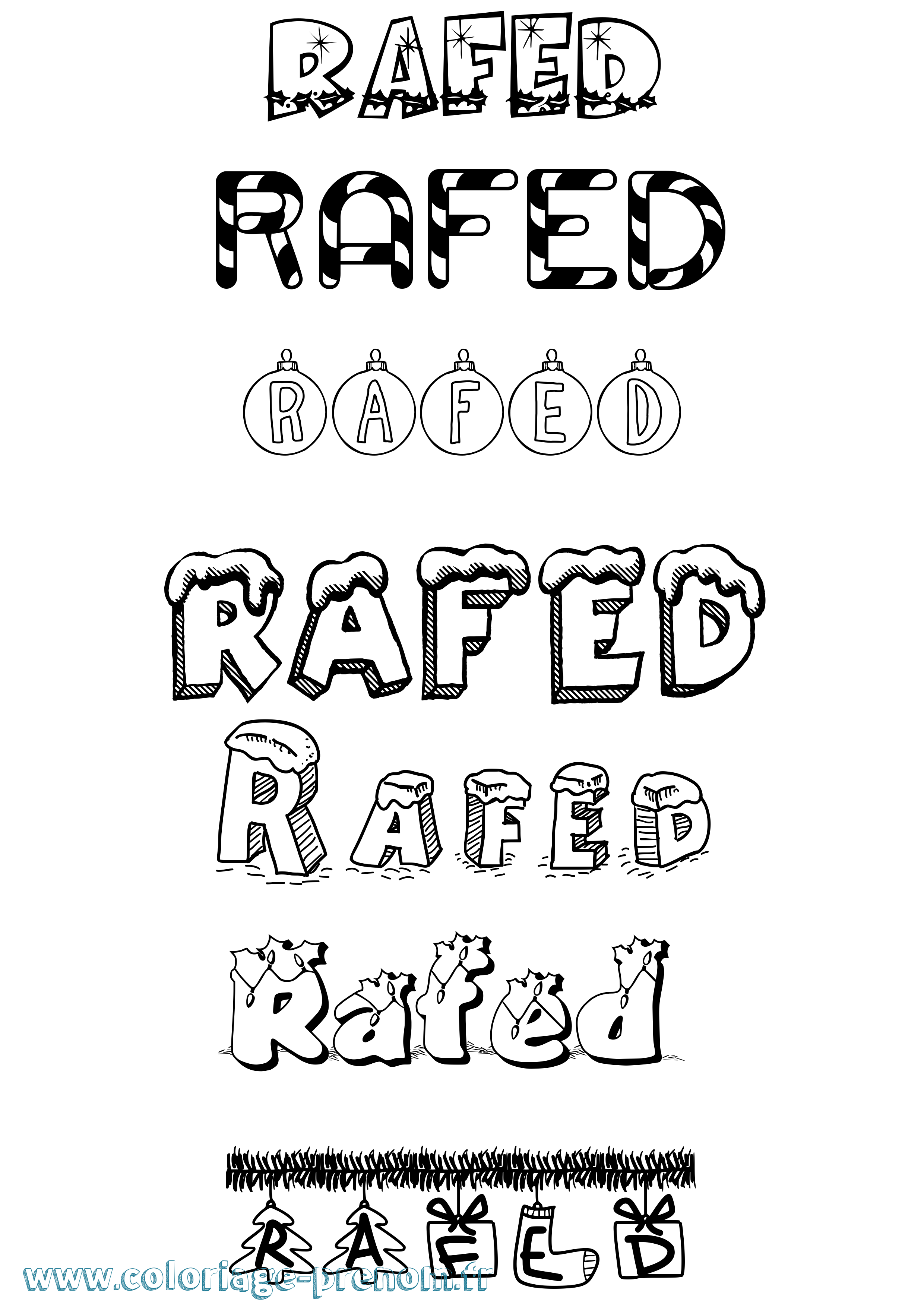 Coloriage Rafed Noël Coloriage prénom Rafed Noël
