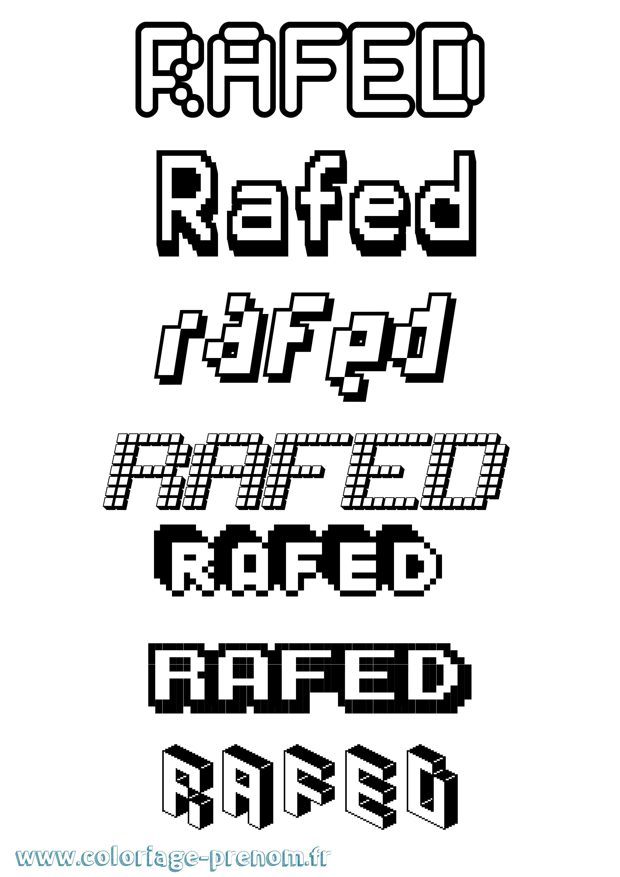 Coloriage prénom Rafed Pixel