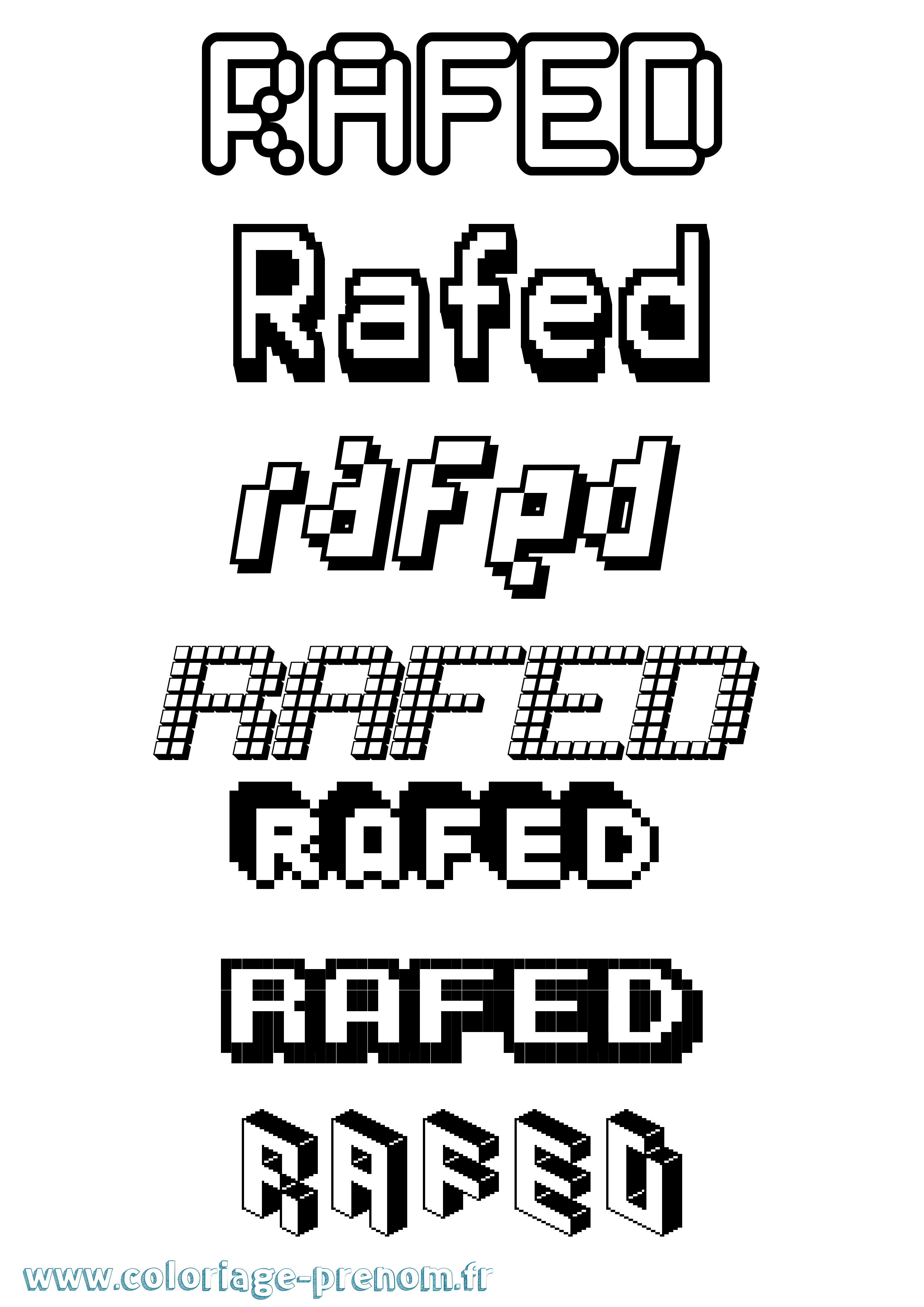 Coloriage Rafed Pixel Coloriage prénom Rafed Pixel