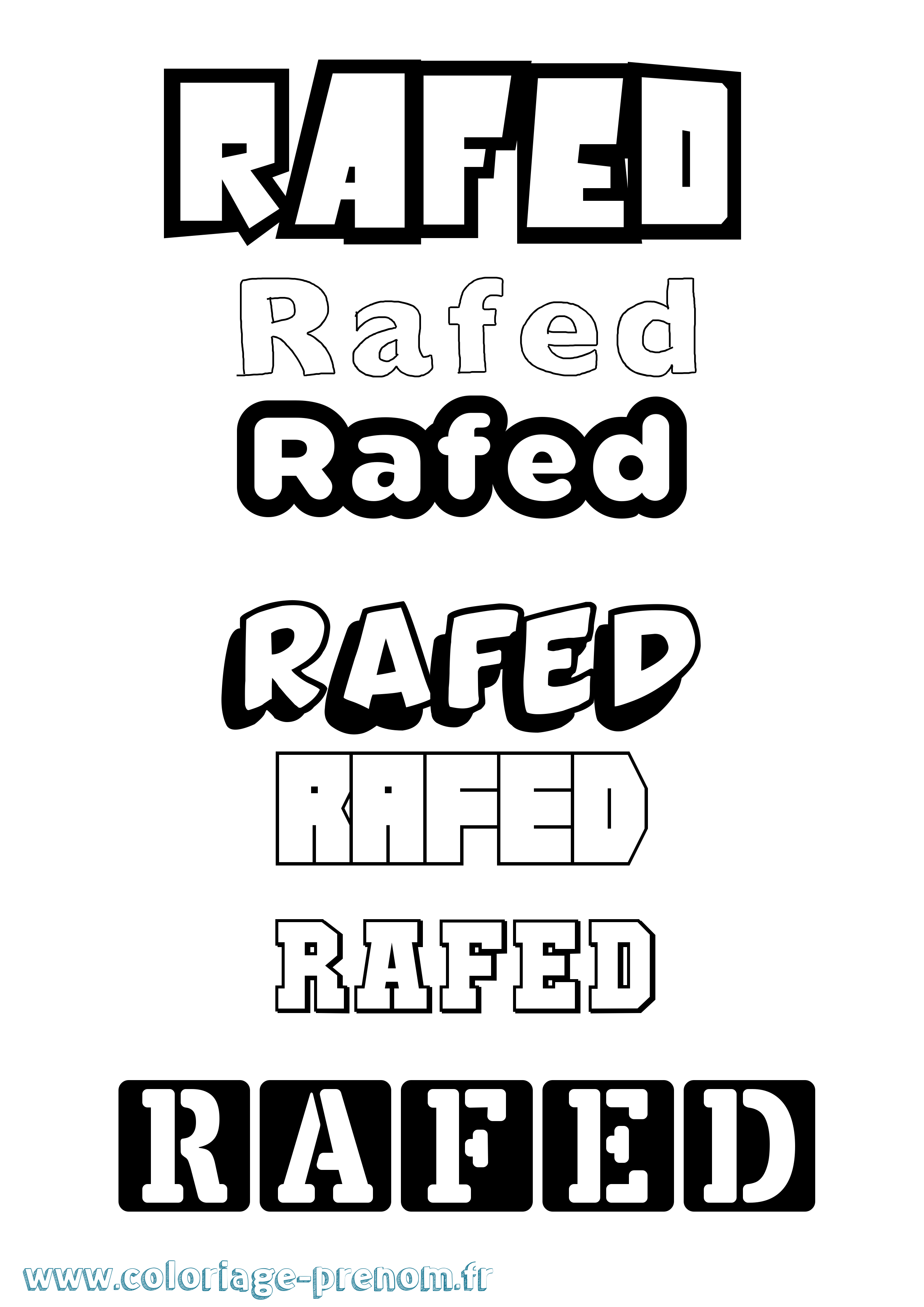 Coloriage prénom Rafed Simple