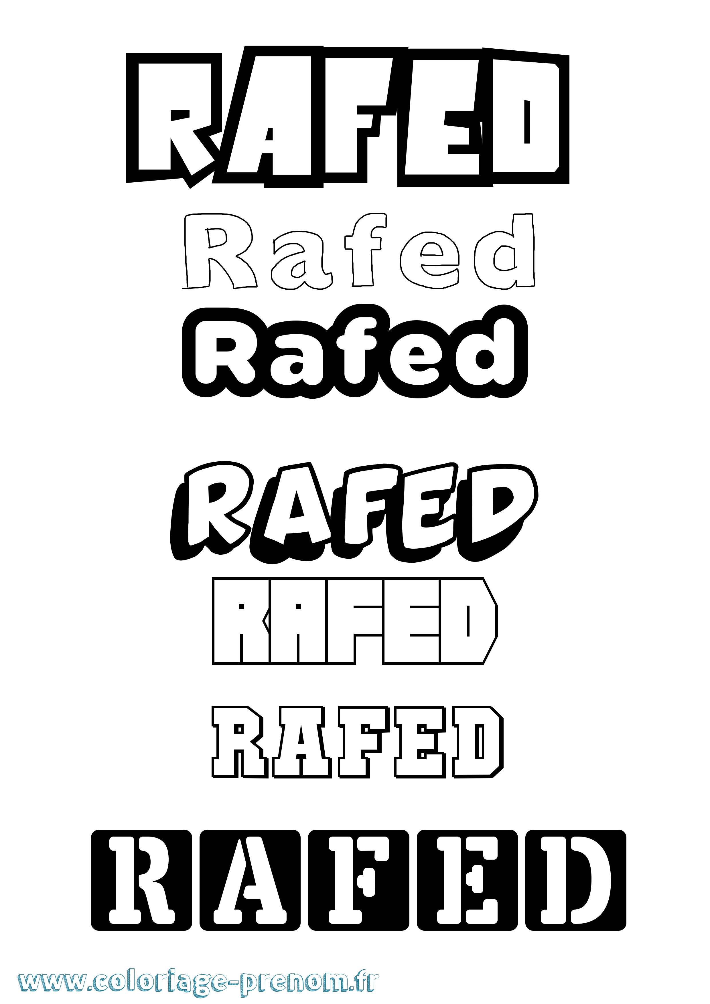 Coloriage Rafed Simple Coloriage prénom Rafed Simple