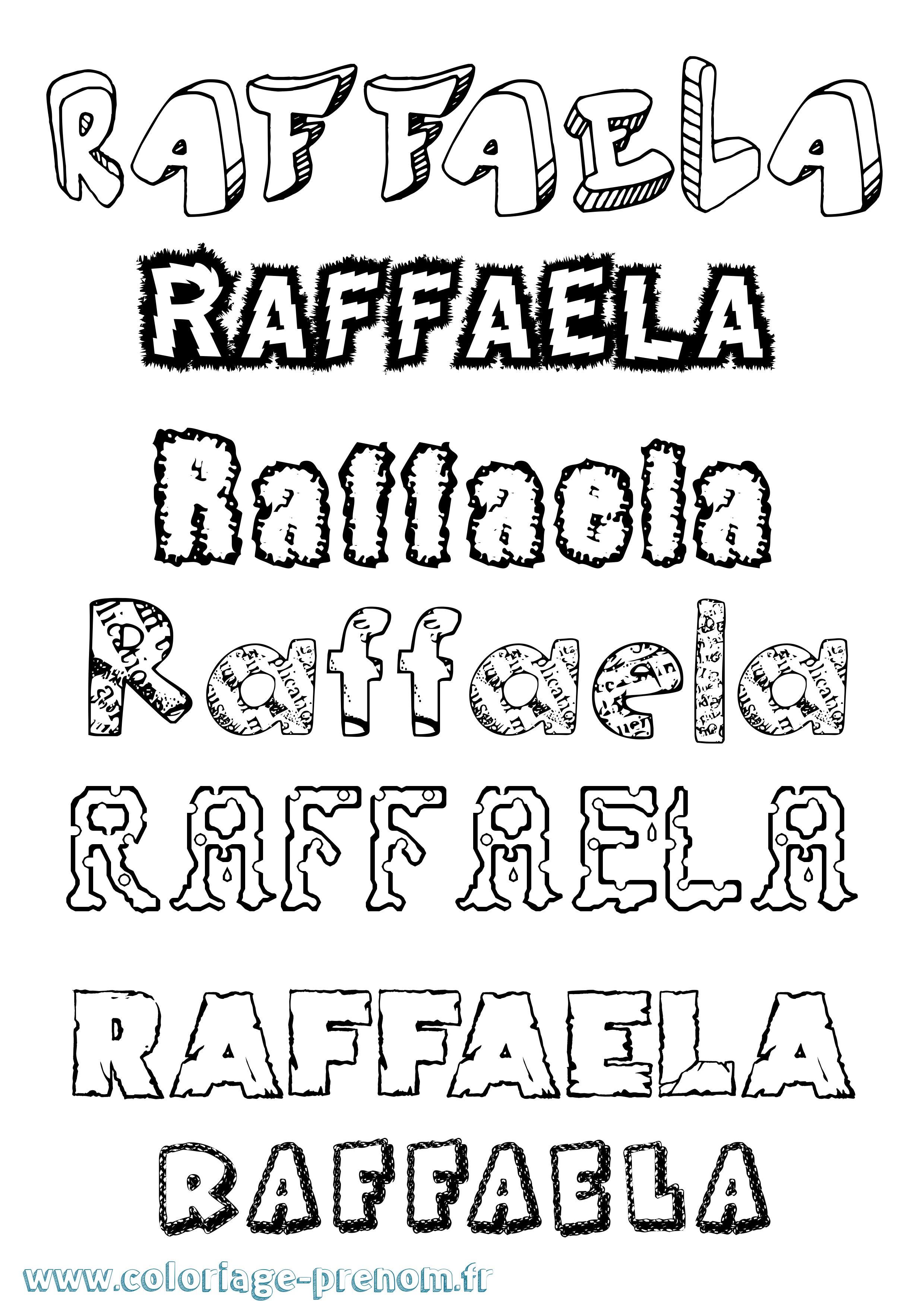 Coloriage Raffaela Destructuré Coloriage prénom Raffaela Destructuré
