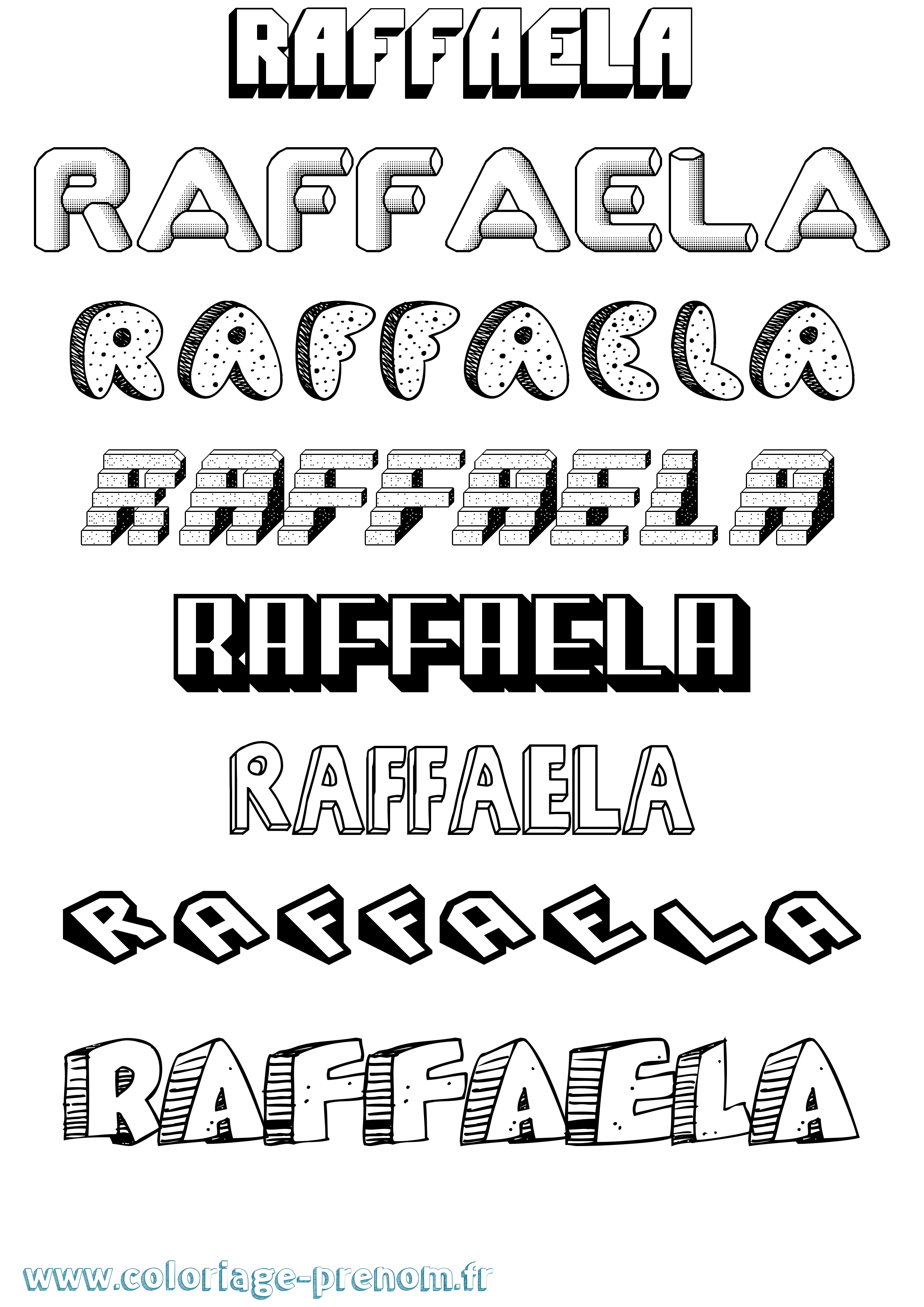 Coloriage Raffaela Effet 3D Coloriage prénom Raffaela Effet 3D