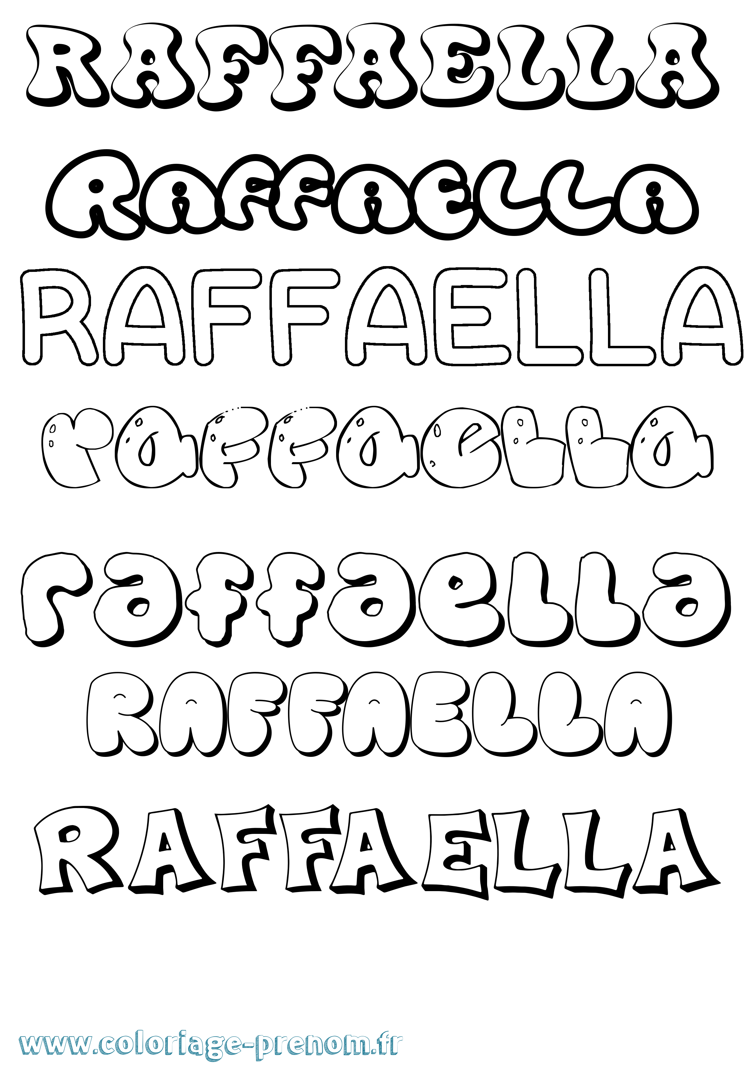 Coloriage prénom Raffaella Bubble